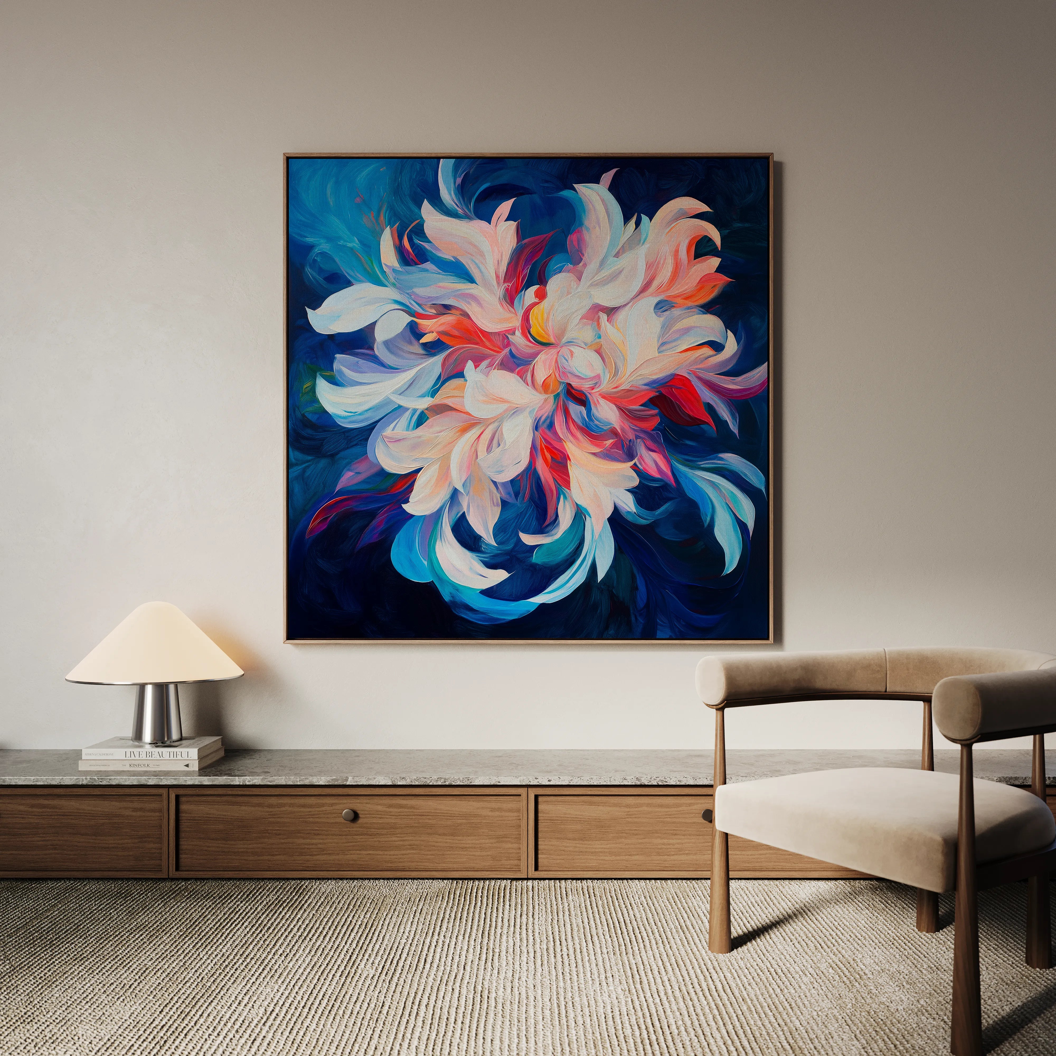 Floral 1249 Canvas Art 60 x 60 cm / Black