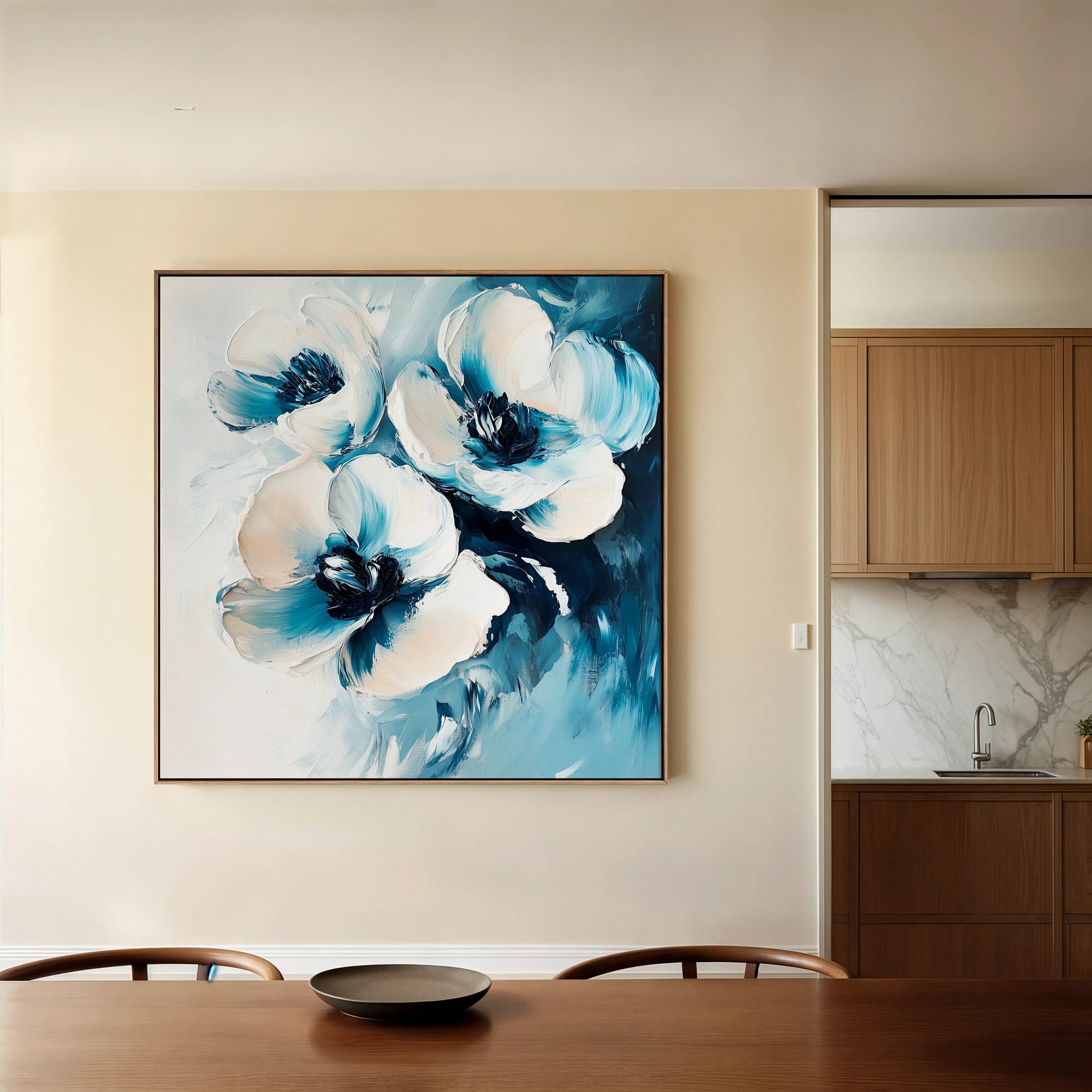 Floral 1251 Canvas Art 60 x 60 cm / Black