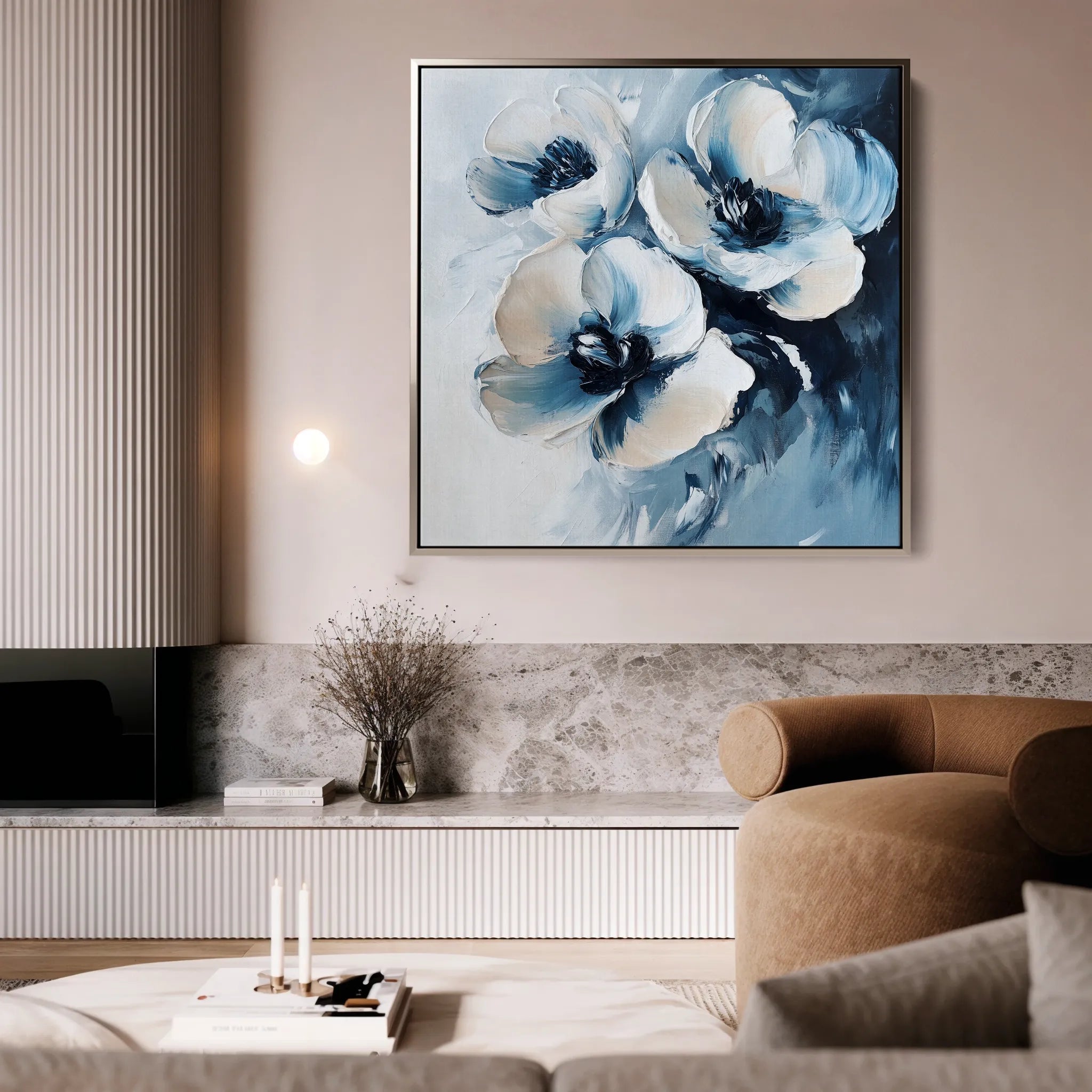 Floral 1251 Canvas Art 60 x 60 cm / Black