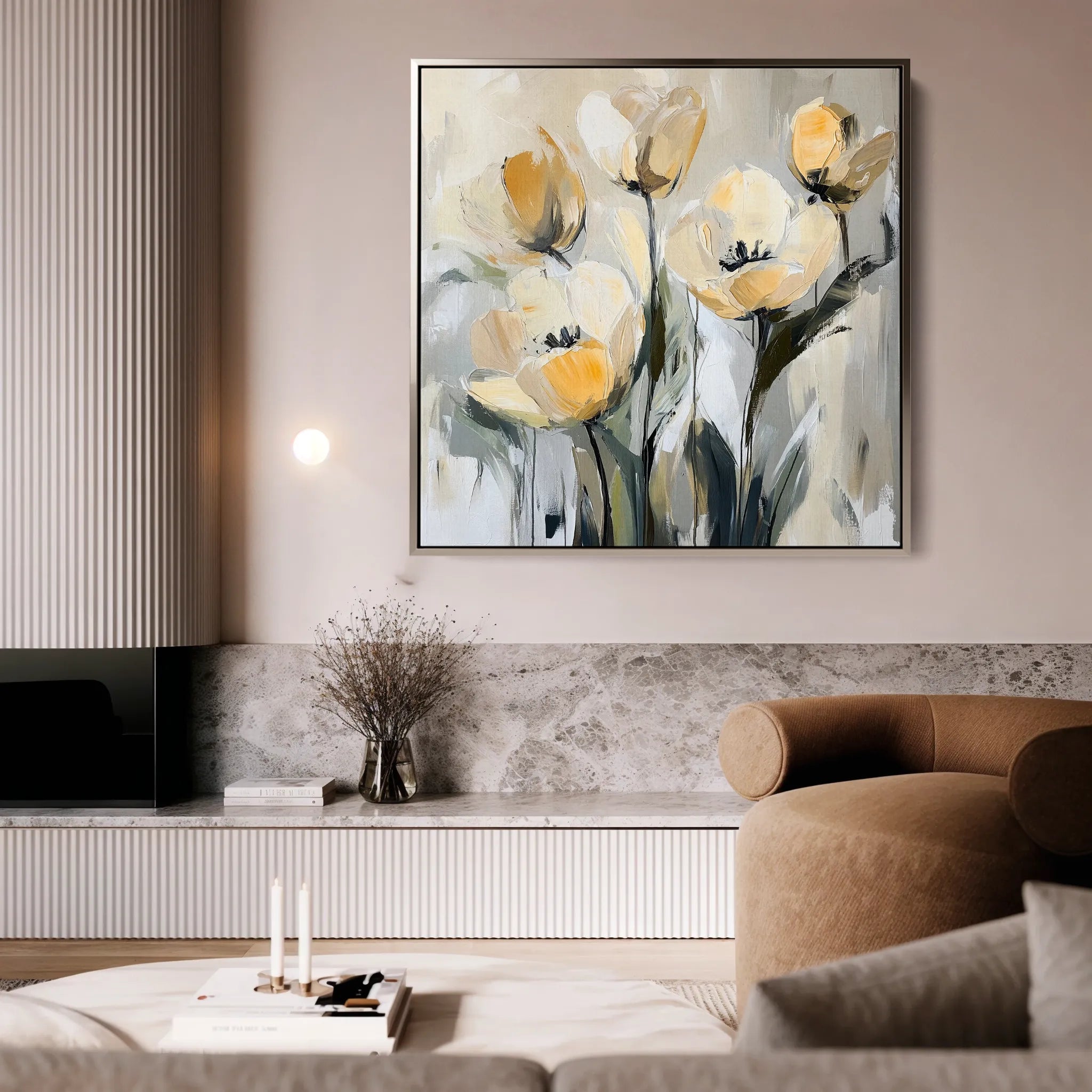 Floral 1254 Canvas Art 60 x 60 cm / Black