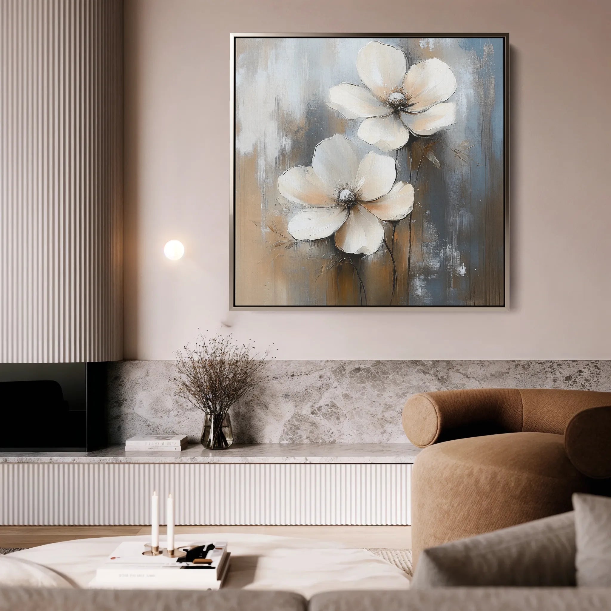Floral 1266 Canvas Art 60 x 60 cm / Black