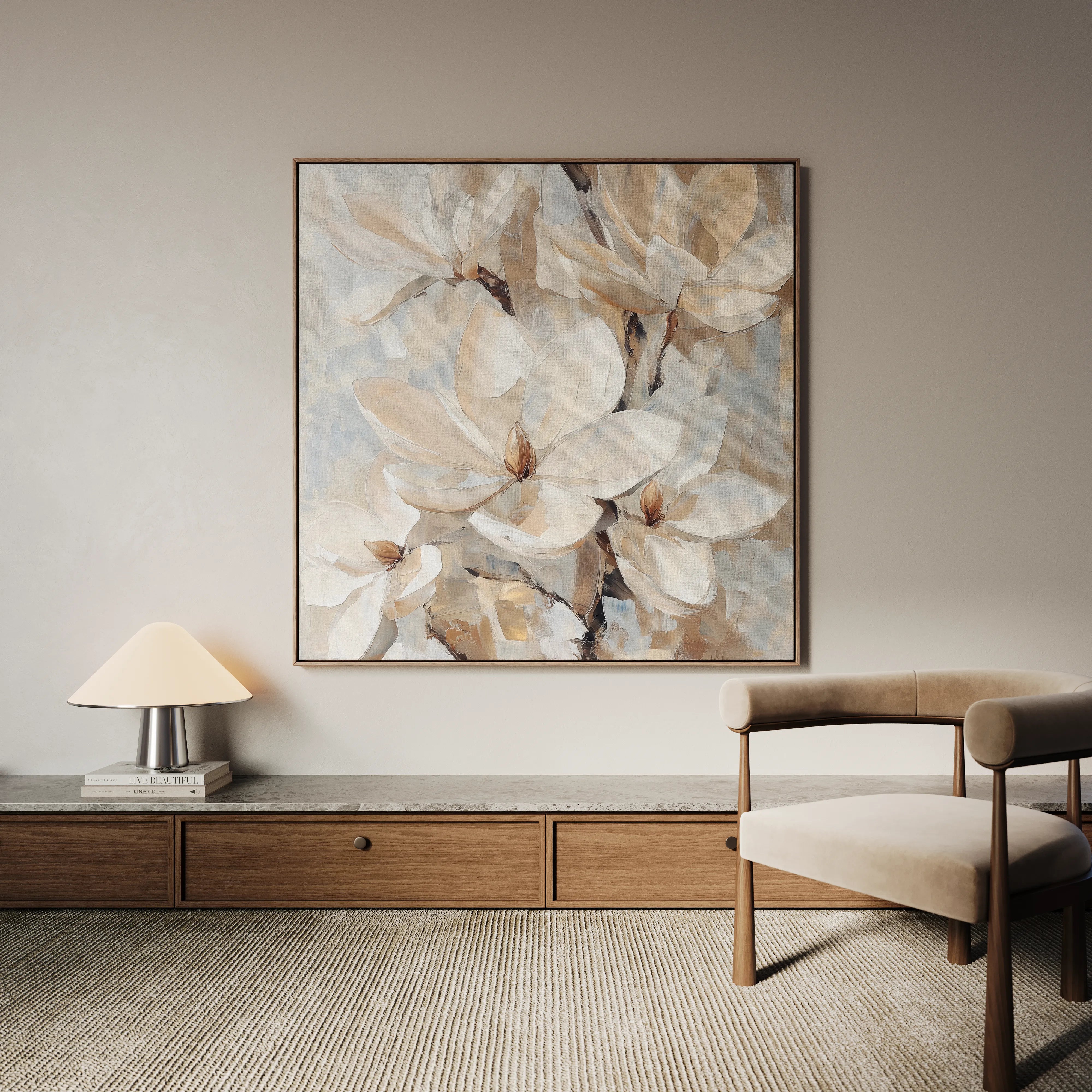 Floral 1270 Canvas Art 60 x 60 cm / Black