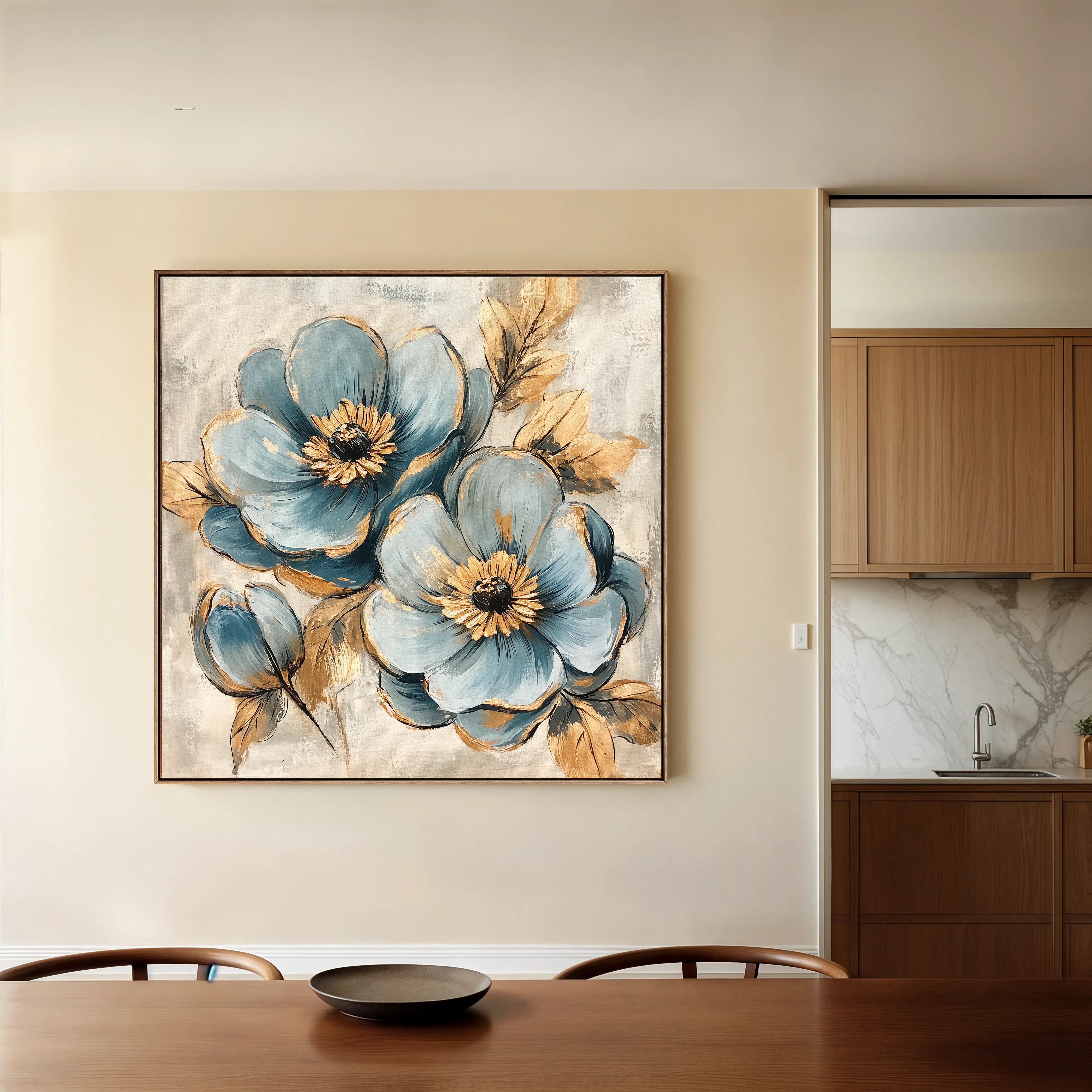 Floral 1272 Canvas Art 60 x 60 cm / Black