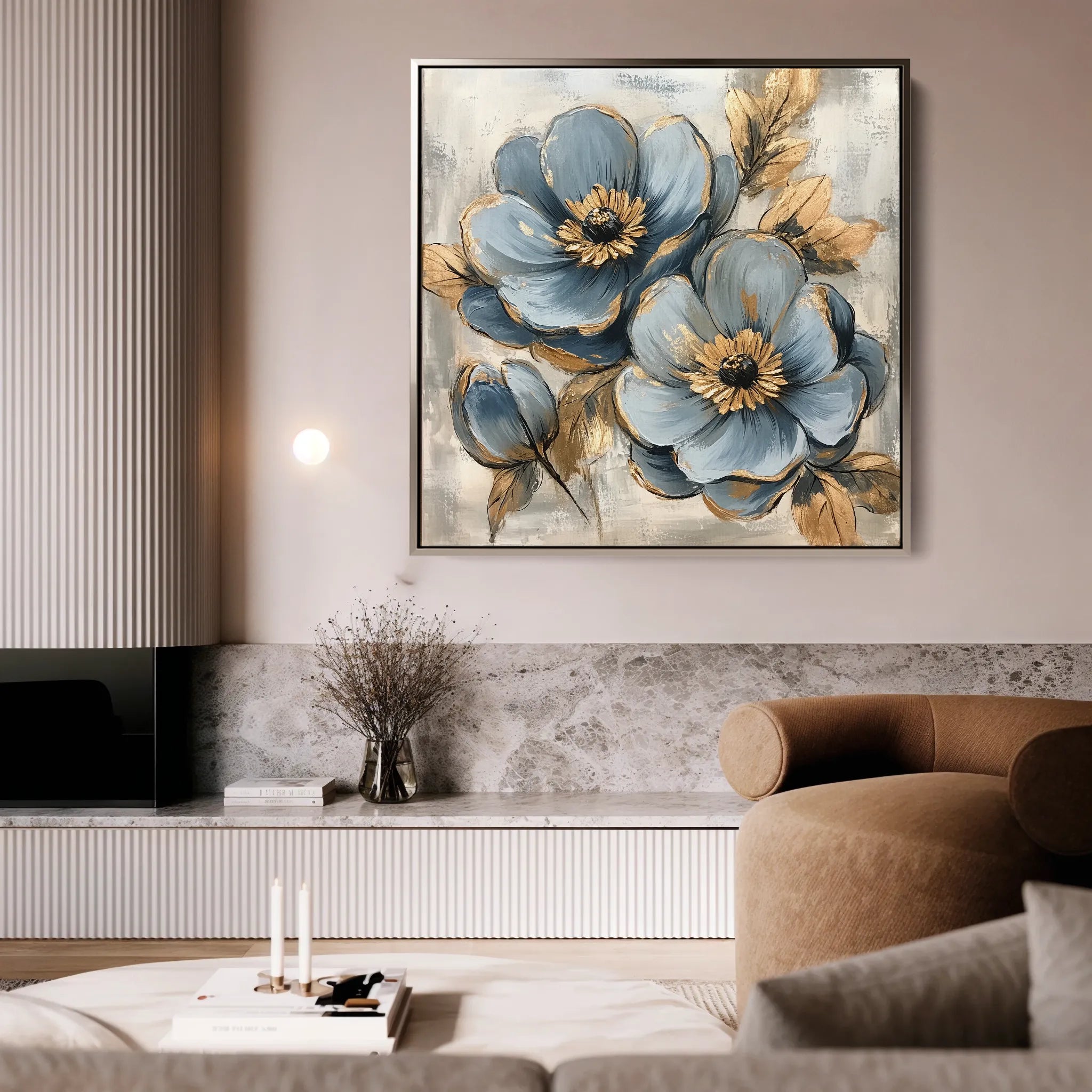 Floral 1272 Canvas Art 60 x 60 cm / Black