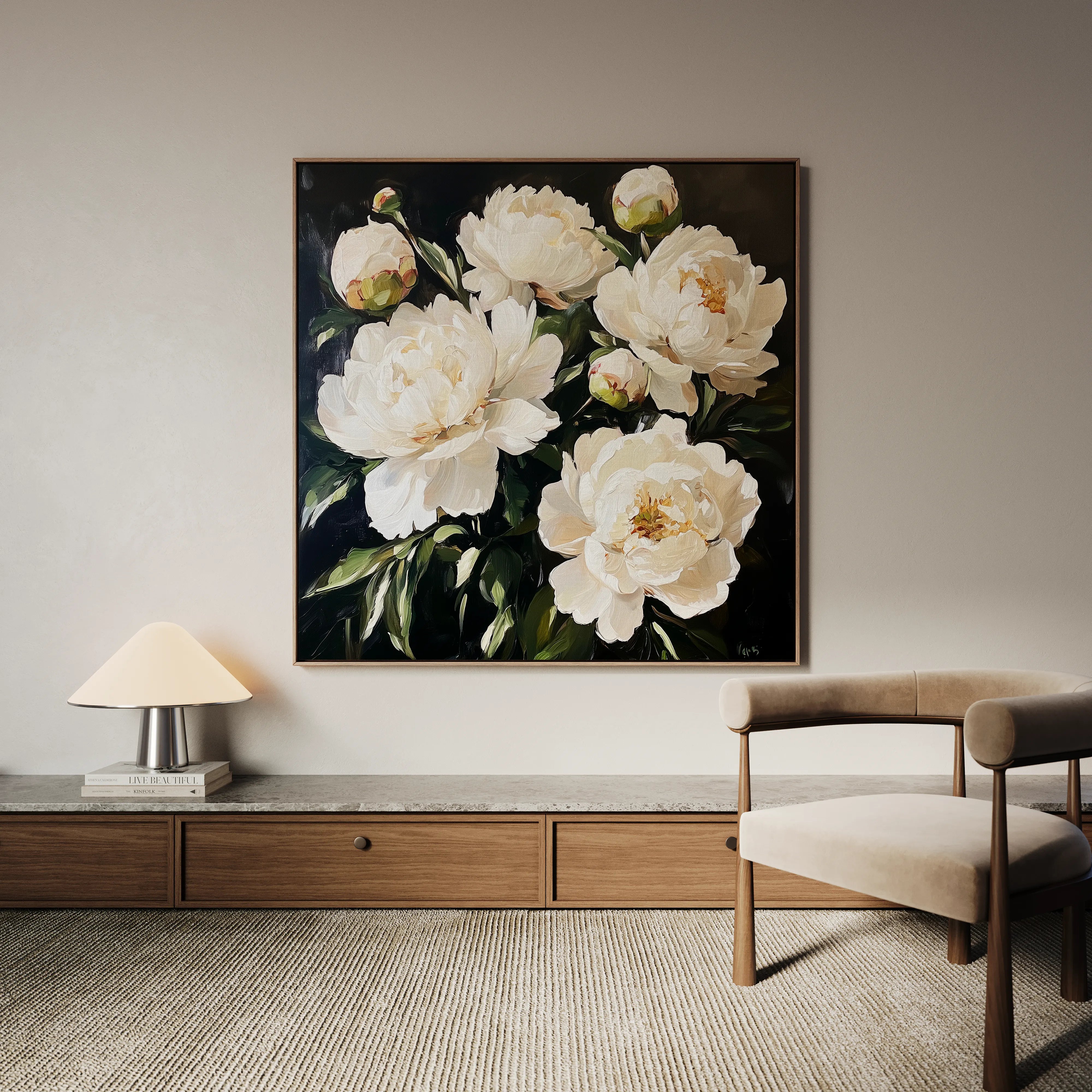 Floral 1273 Canvas Art 60 x 60 cm / Black