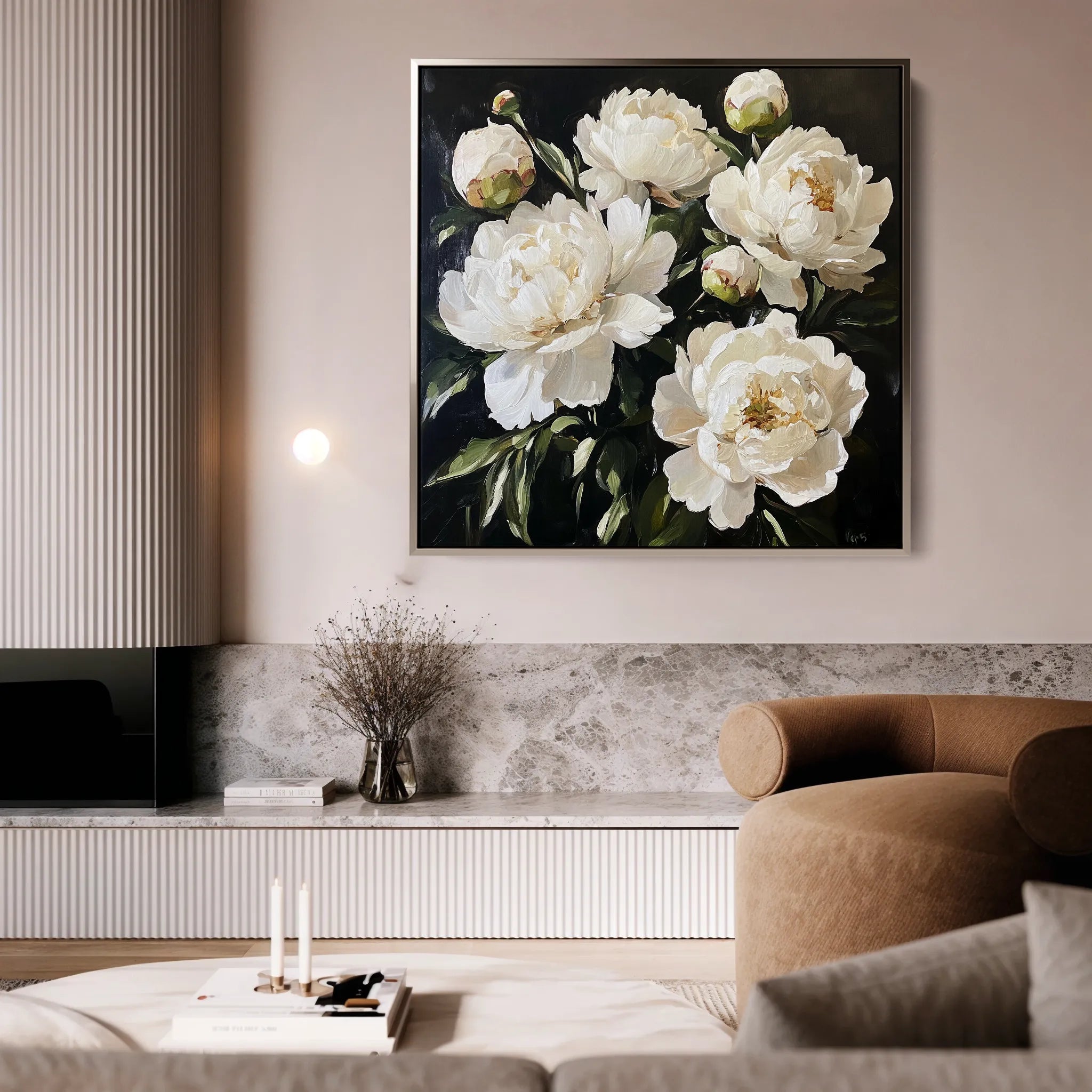Floral 1273 Canvas Art 60 x 60 cm / Black
