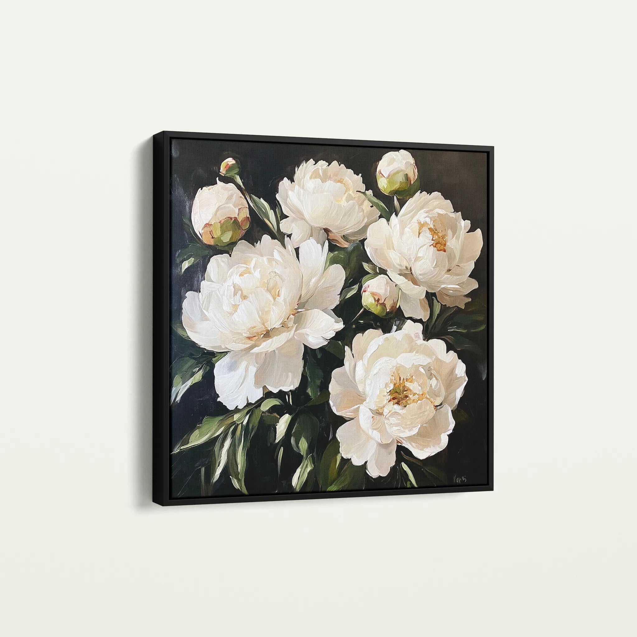 Floral 1273 Canvas Art 60 x 60 cm / Black