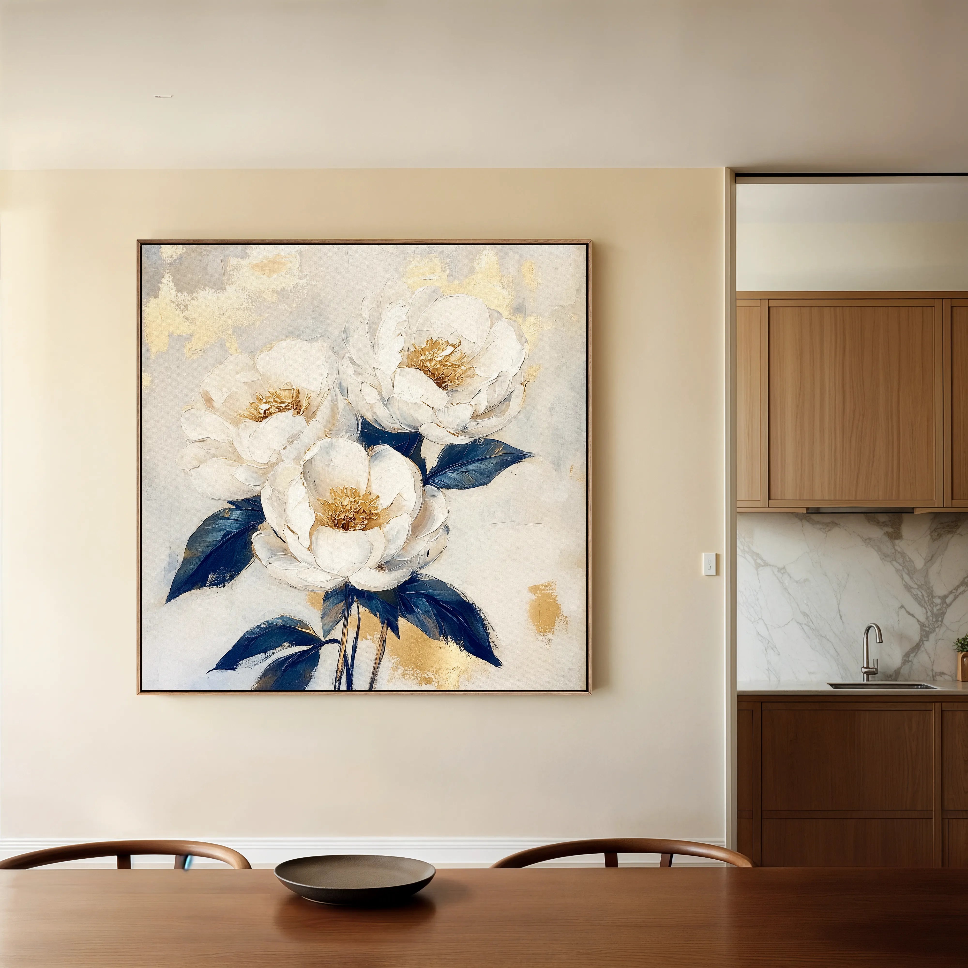 Floral 1278 Canvas Art 60 x 60 cm / Black