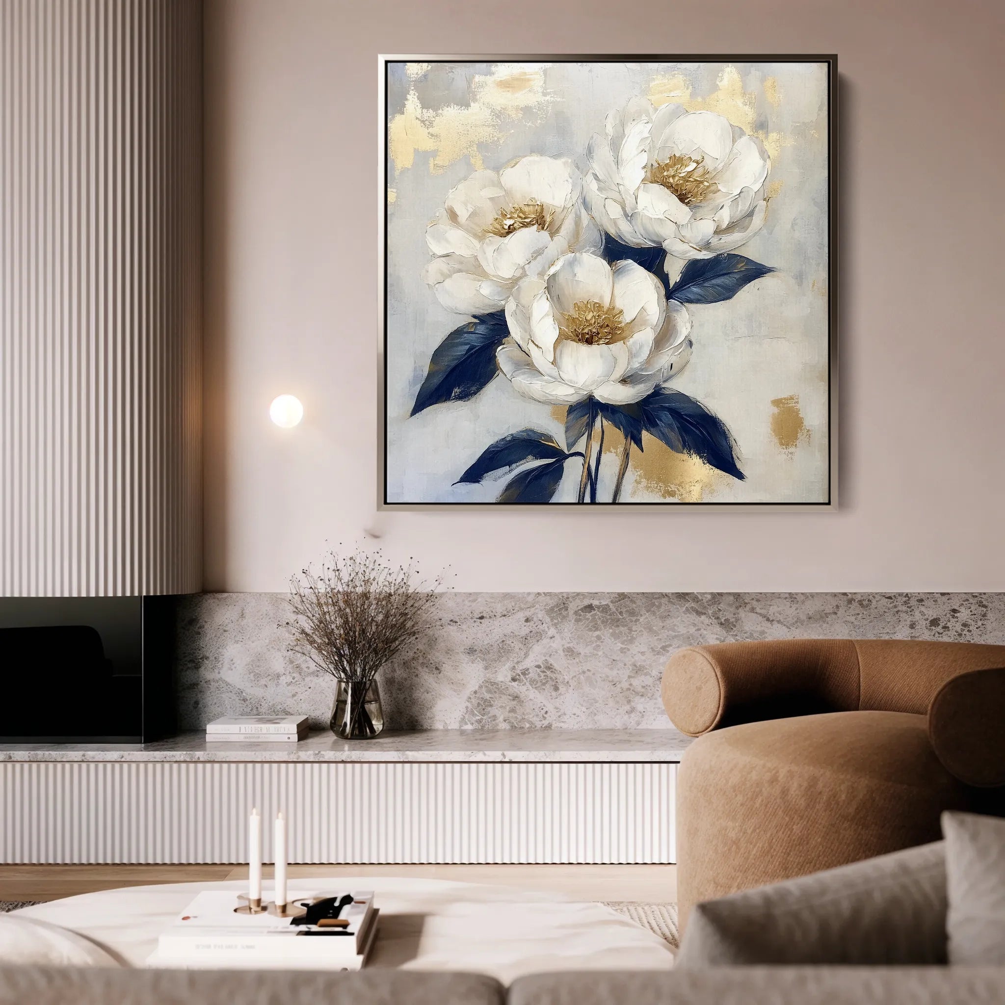Floral 1278 Canvas Art 60 x 60 cm / Black