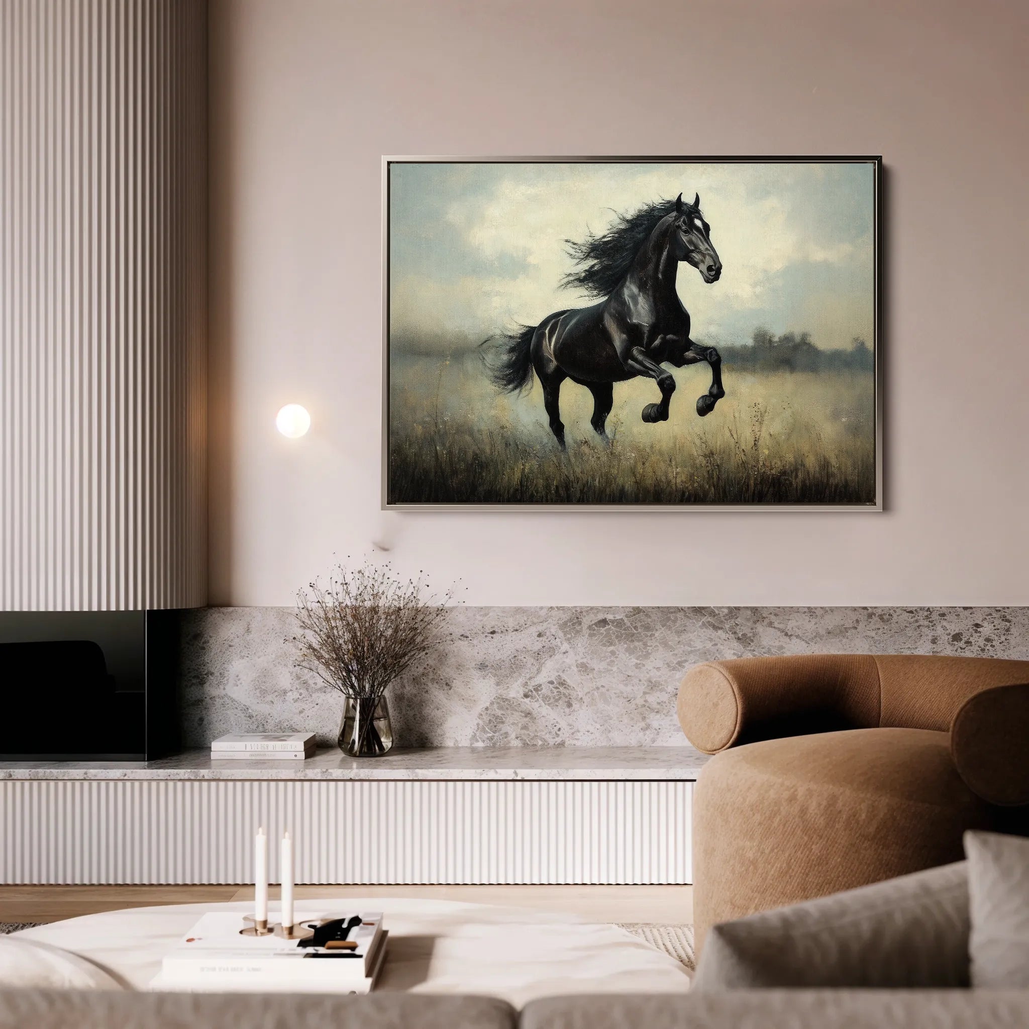 Horses 128 Canvas Art 60 x 40 cm / Black