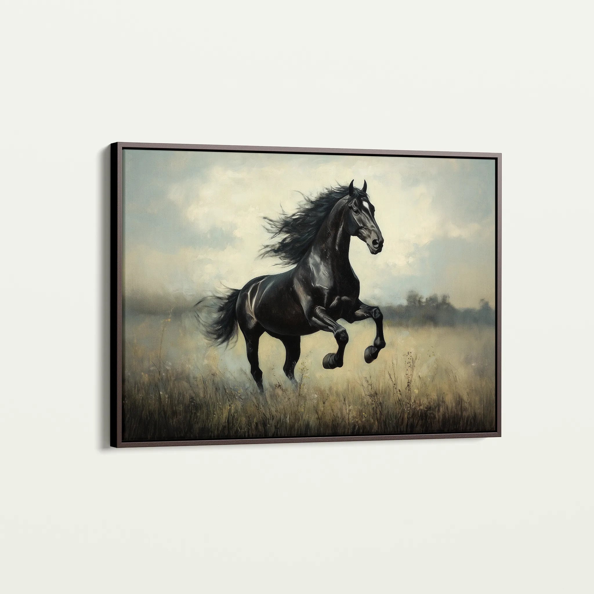 Horses 128 Canvas Art 60 x 40 cm / Black