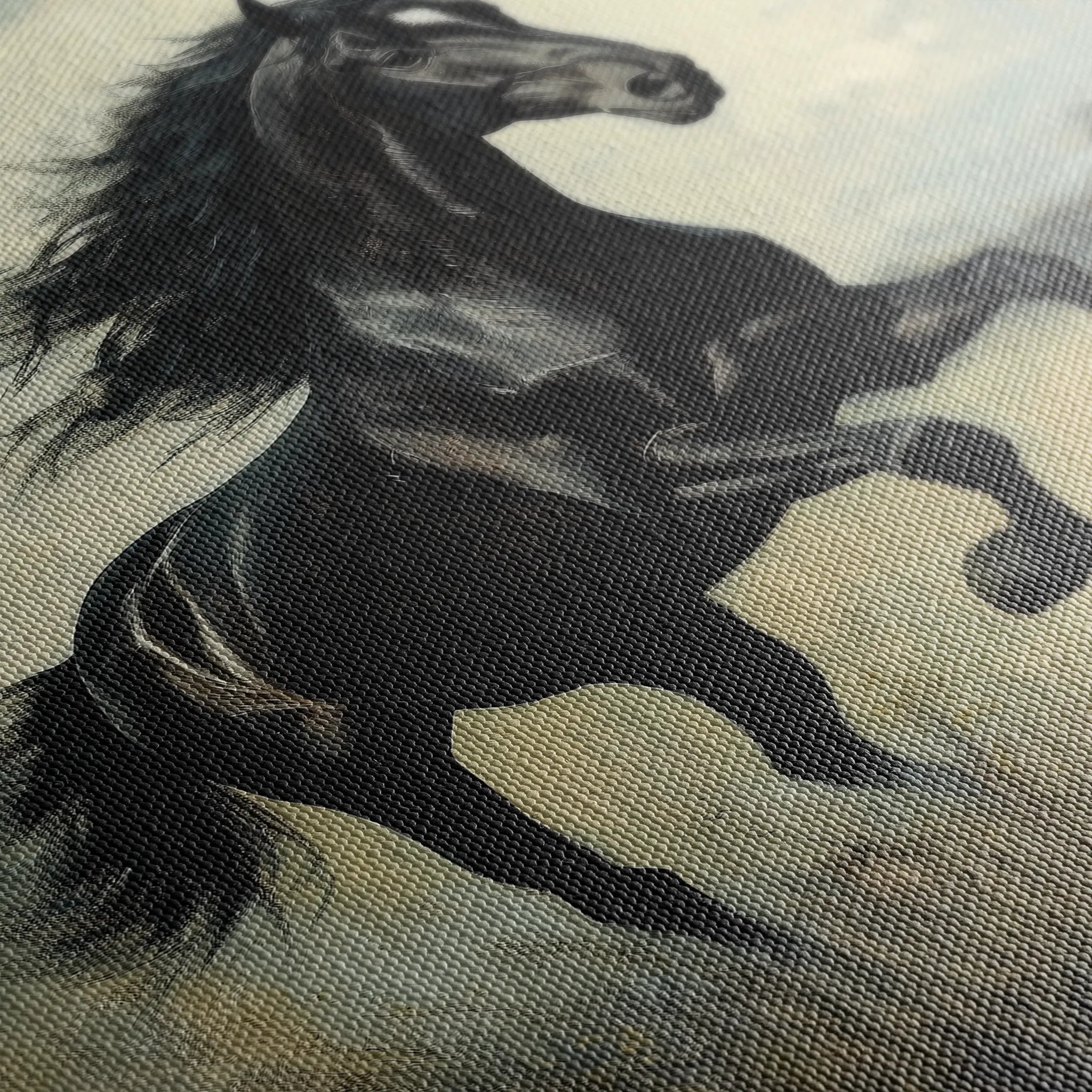 Horses 128 Canvas Art 60 x 40 cm / Black