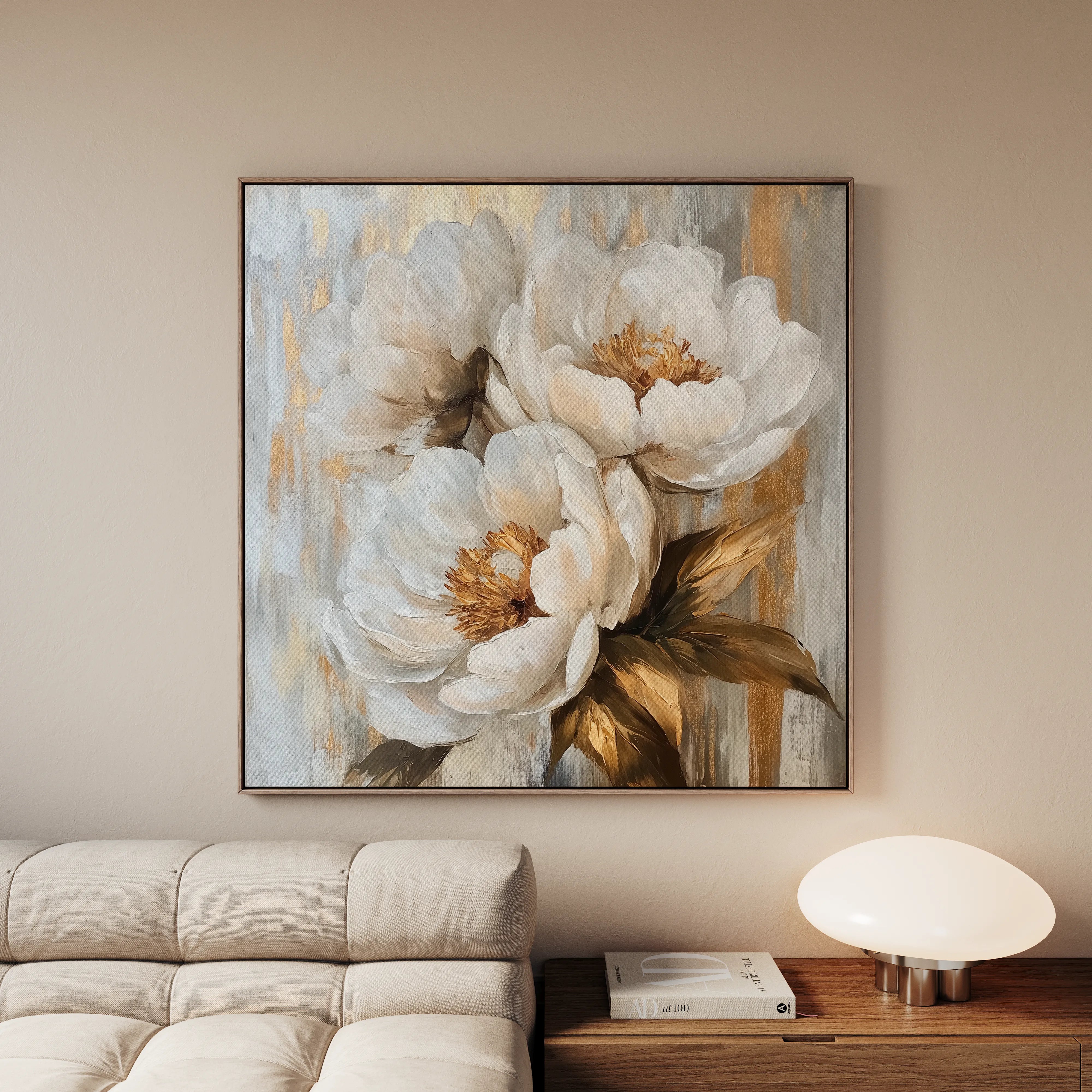 Floral 1283 Canvas Art 60 x 60 cm / Black