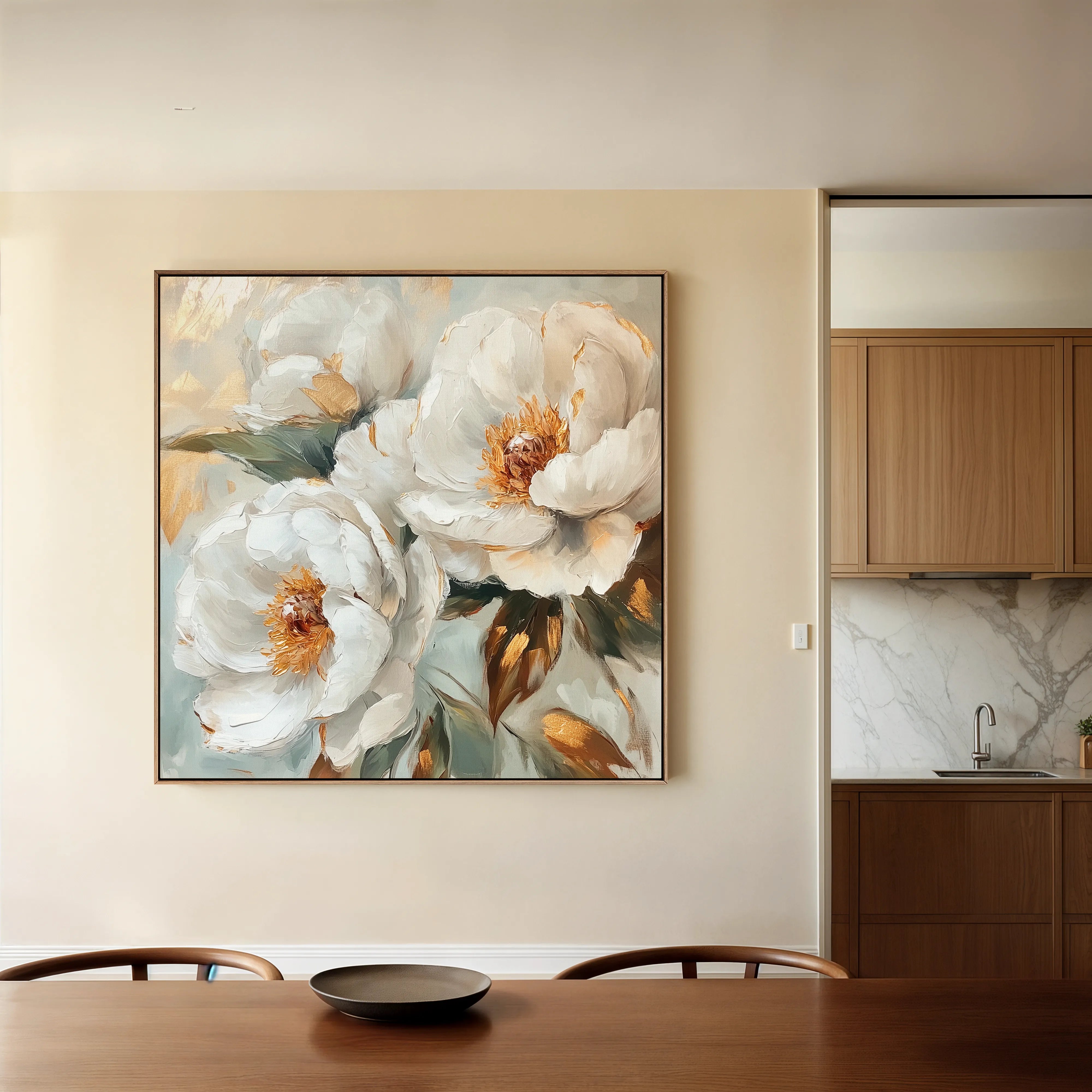 Floral 1284 Canvas Art 60 x 60 cm / Black