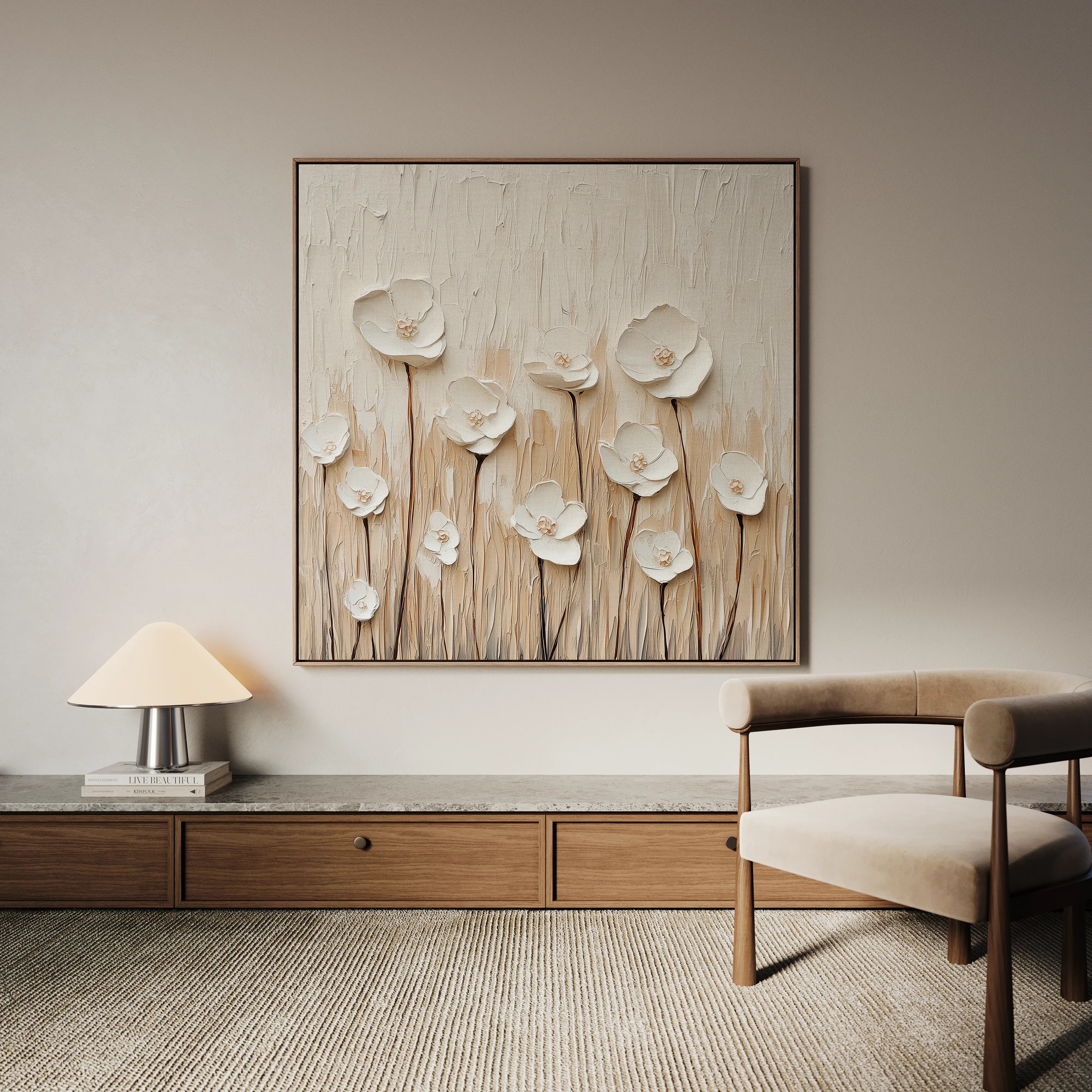 Floral 1285 Canvas Art 60 x 60 cm / Black