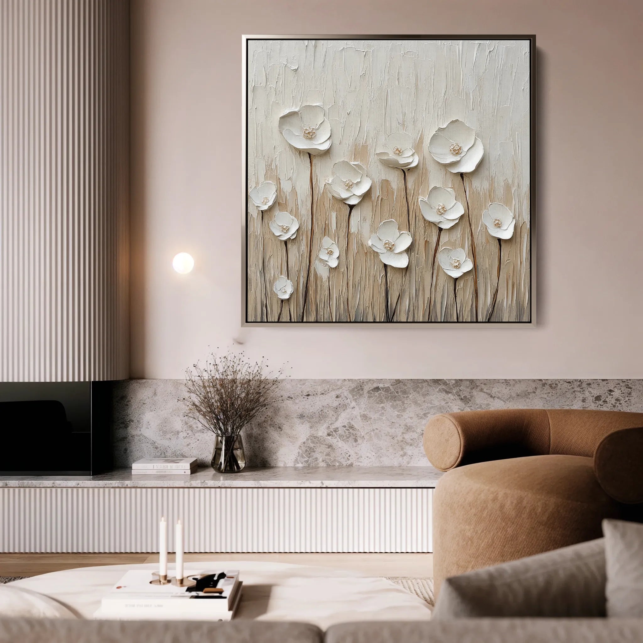 Floral 1285 Canvas Art 60 x 60 cm / Black