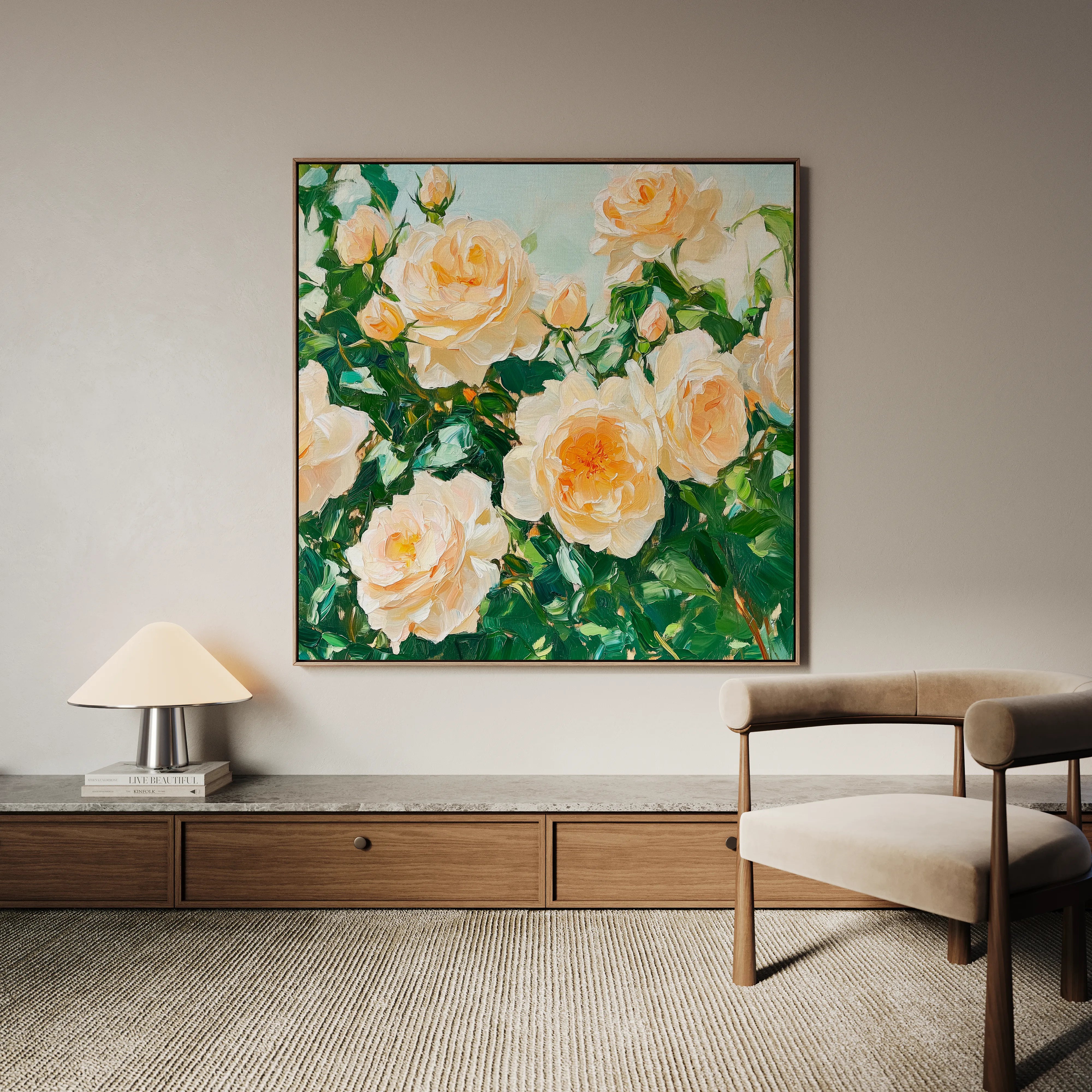 Floral 1288 Canvas Art 60 x 60 cm / Black