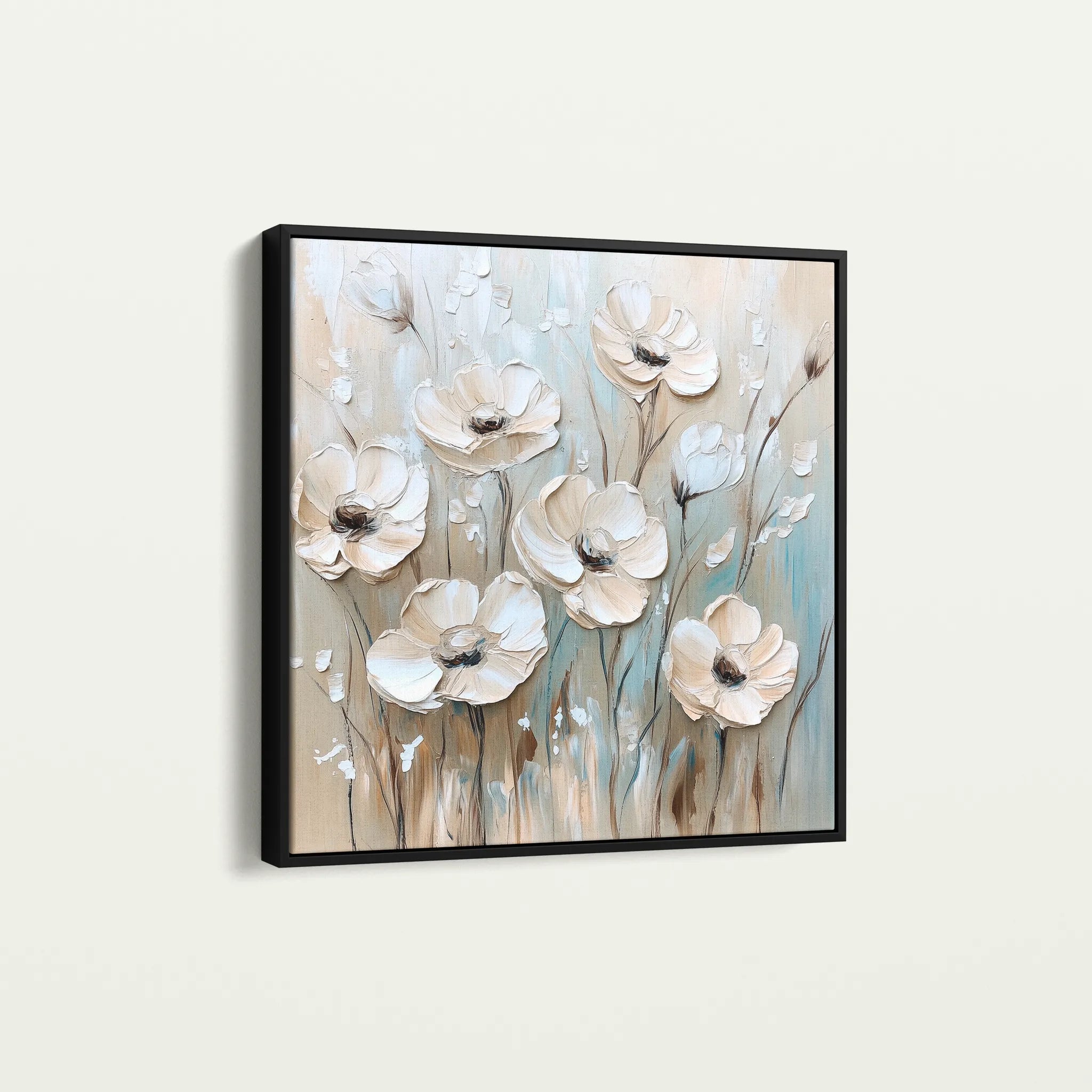 Floral 1304 Canvas Art 60 x 60 cm / Black