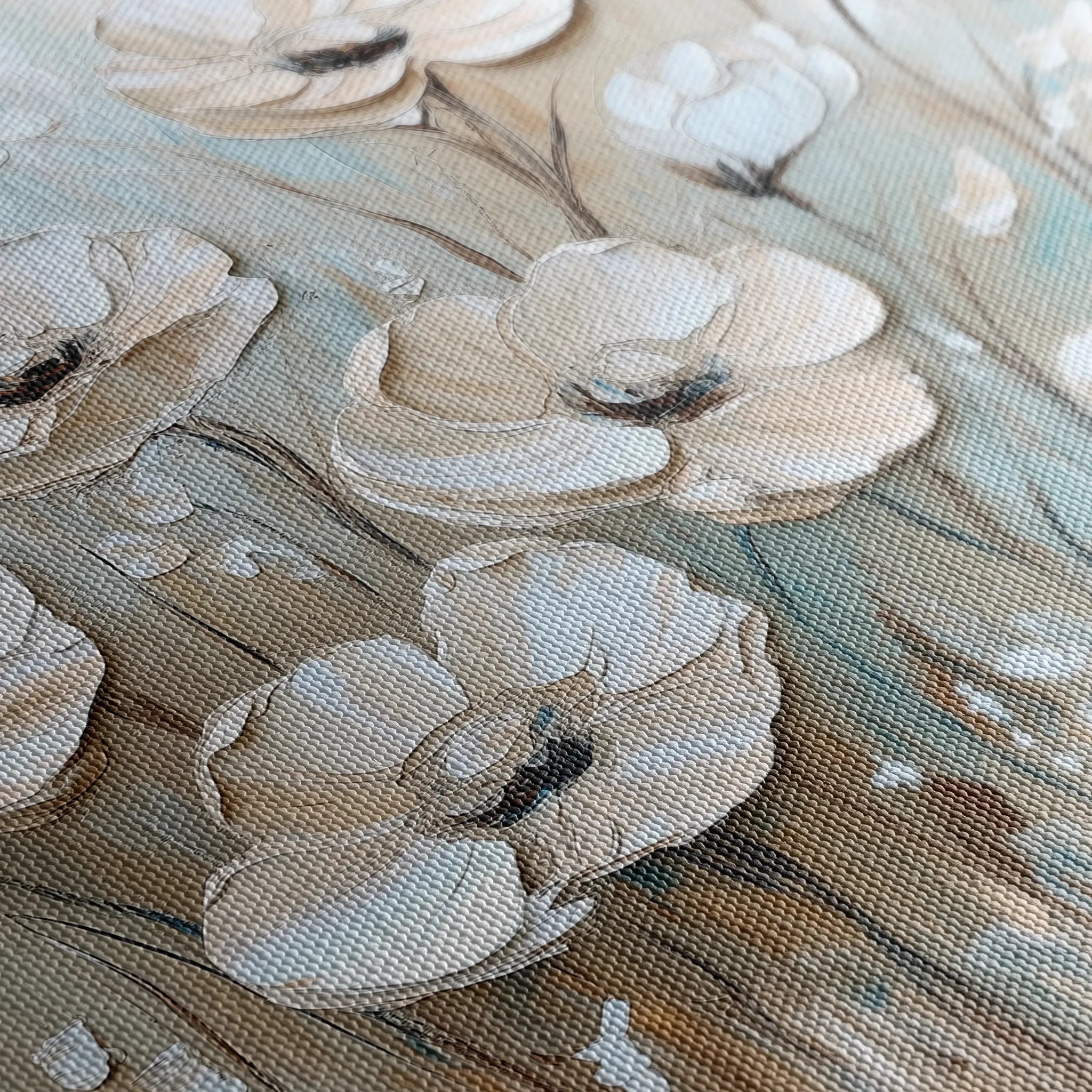 Floral 1304 Canvas Art 60 x 60 cm / Black