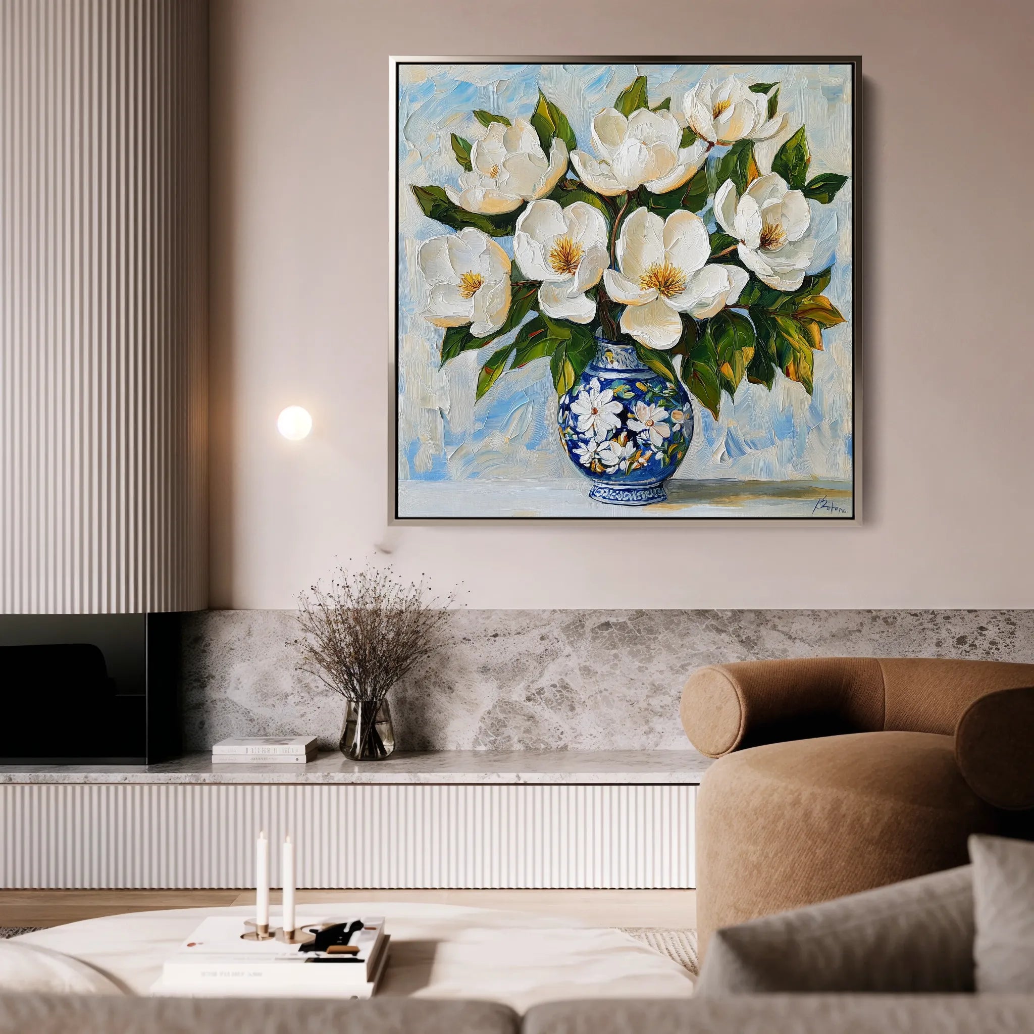 Floral 1306 Canvas Art 60 x 60 cm / Black