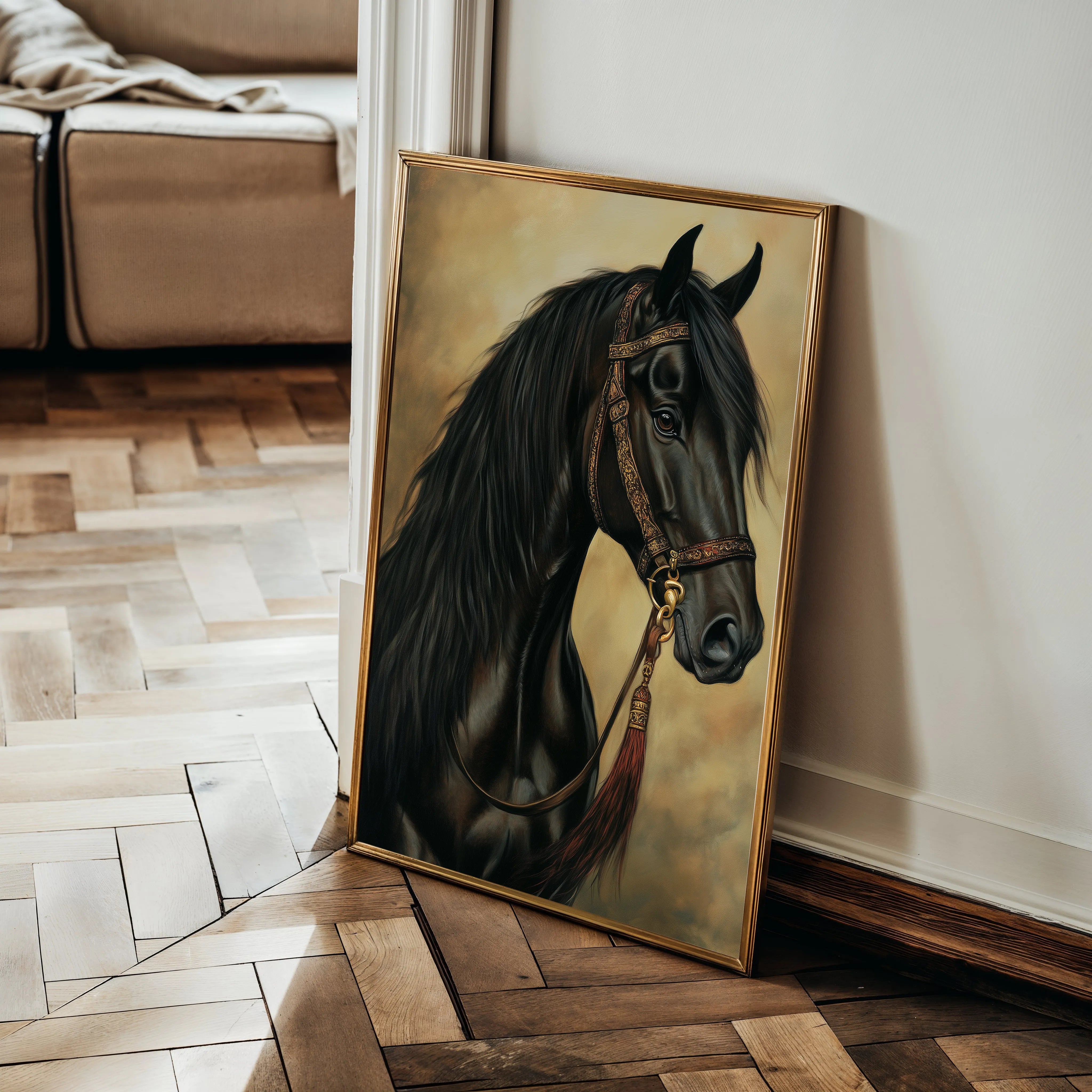 Horses 131 Canvas Art 60 x 40 cm / Black