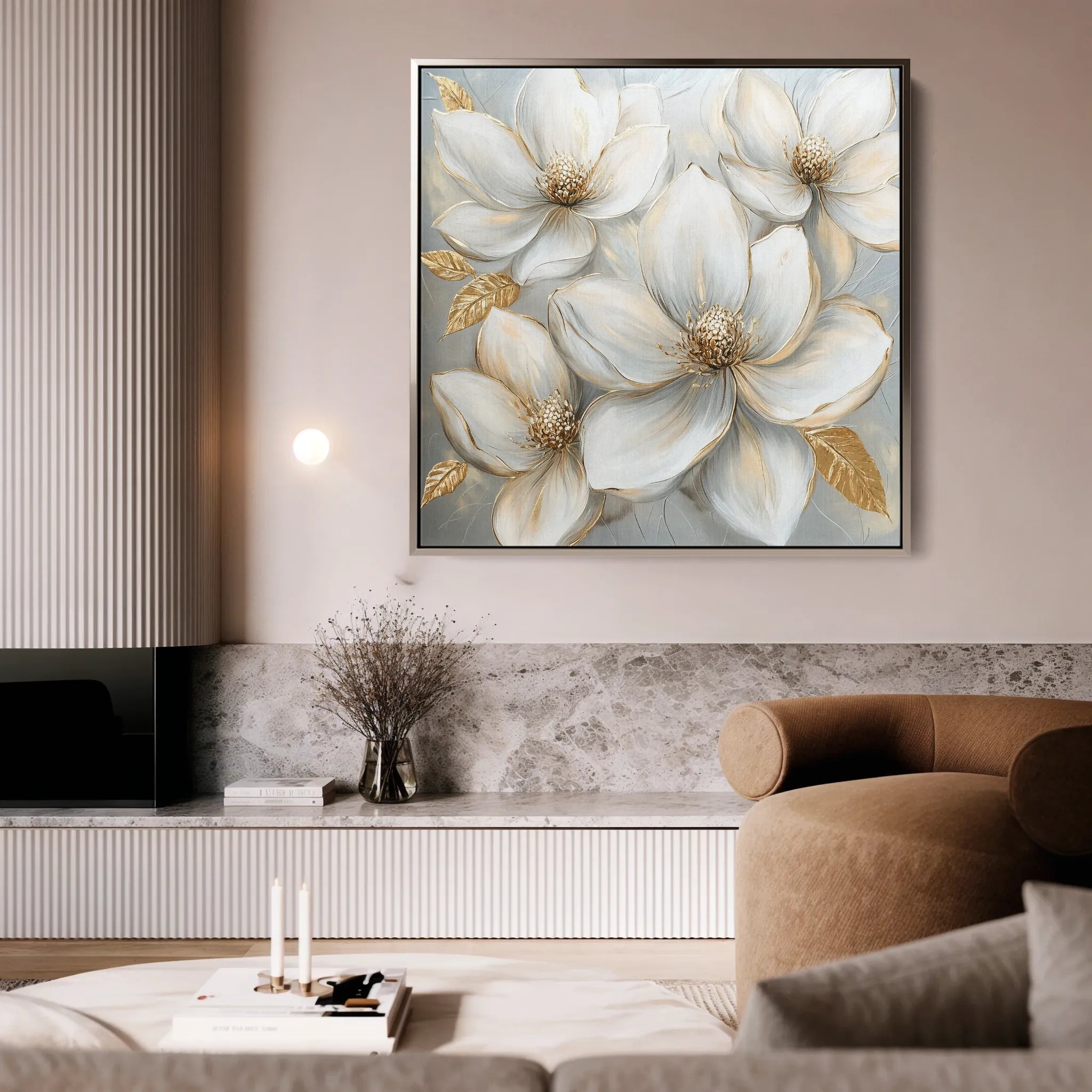 Floral 1310 Canvas Art 60 x 60 cm / Black