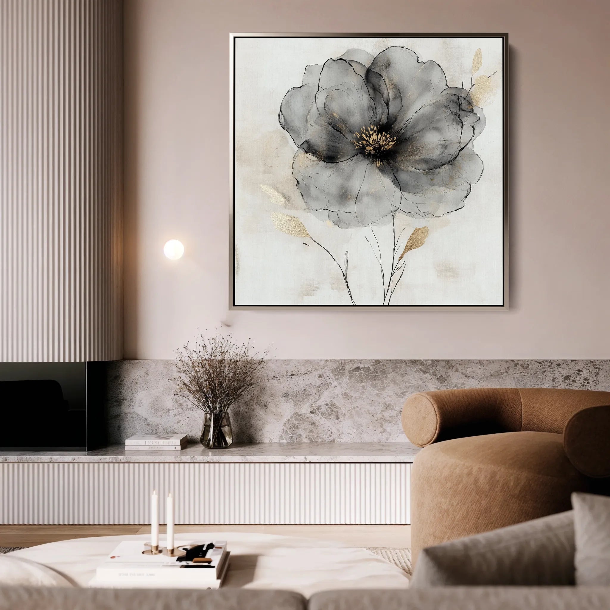 Floral 1317 Canvas Art 60 x 60 cm / Black