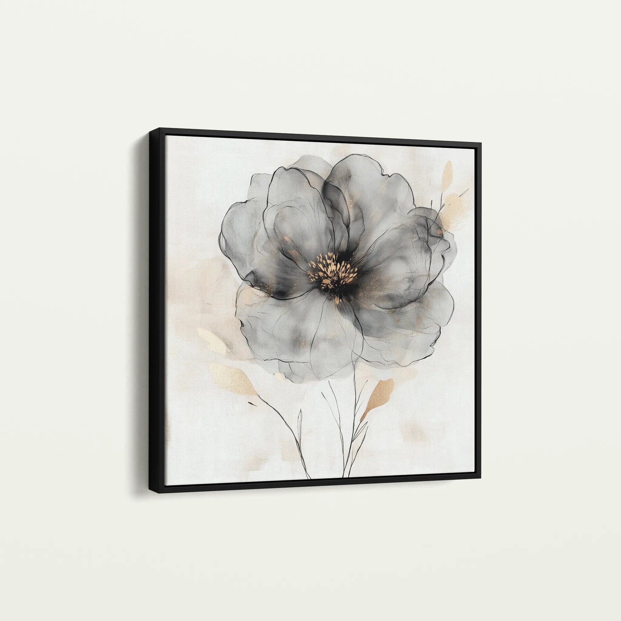 Floral 1317 Canvas Art 60 x 60 cm / Black