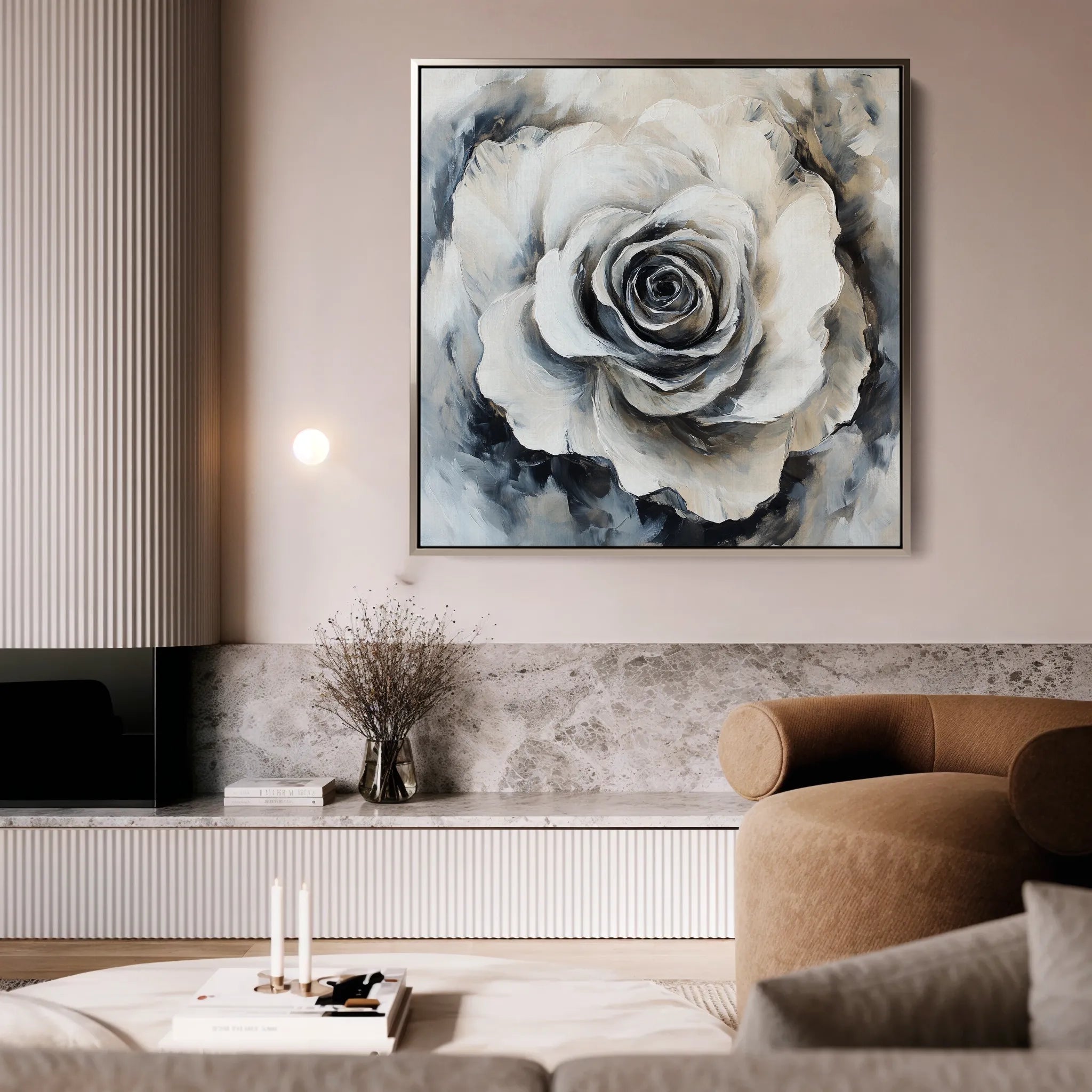 Floral 1318 Canvas Art 60 x 60 cm / Black
