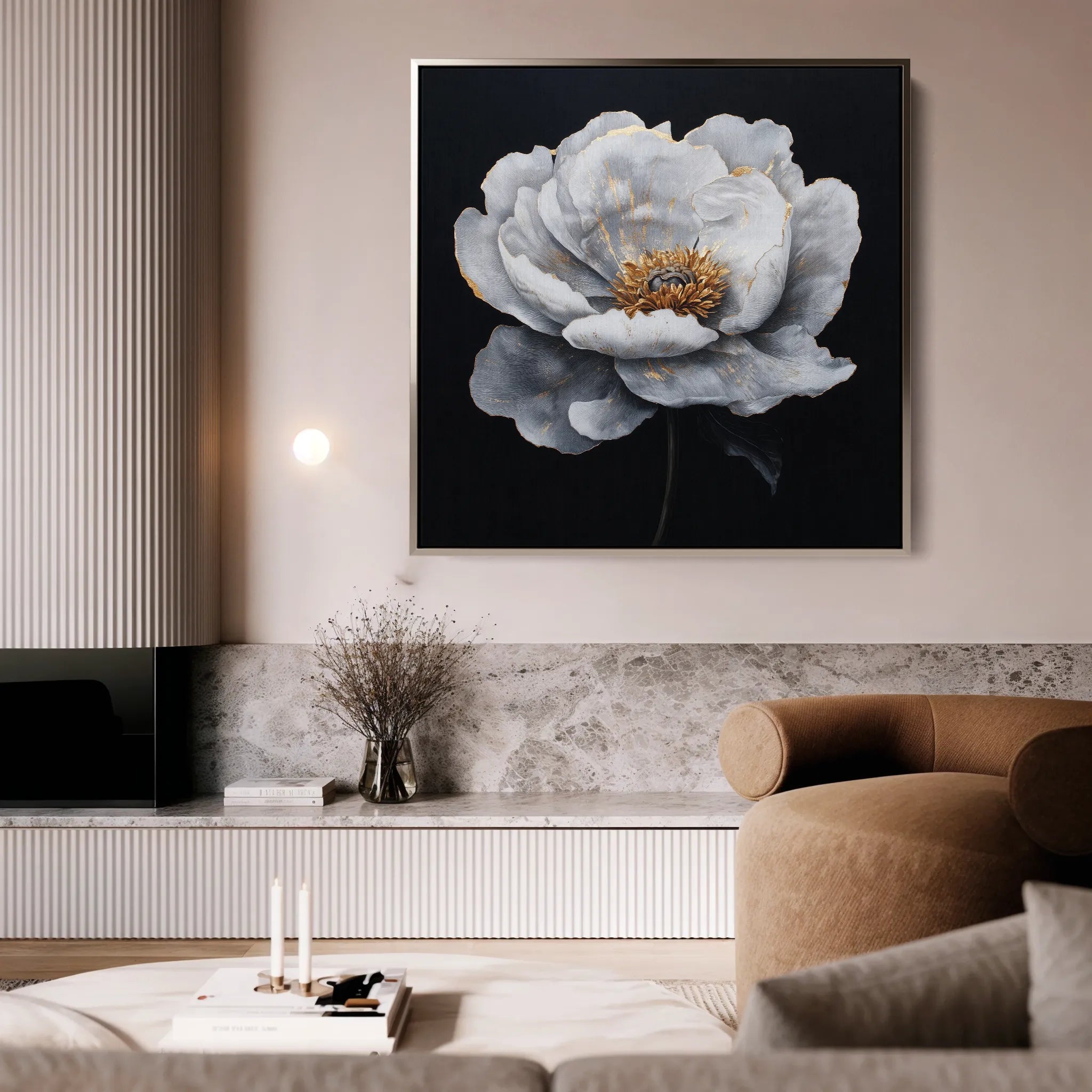 Floral 1319 Canvas Art 60 x 60 cm / Black