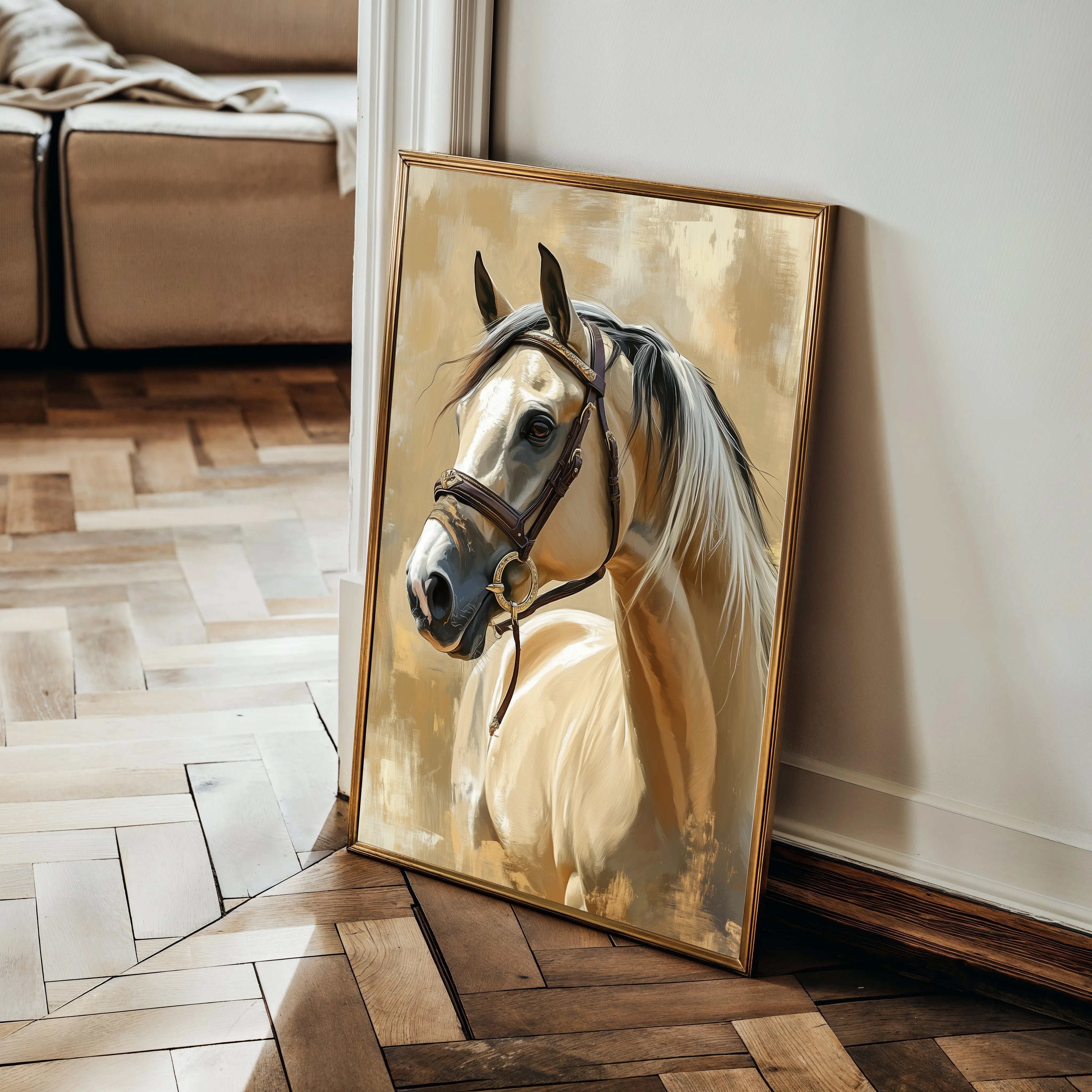 Horses 132 Canvas Art 60 x 40 cm / Black