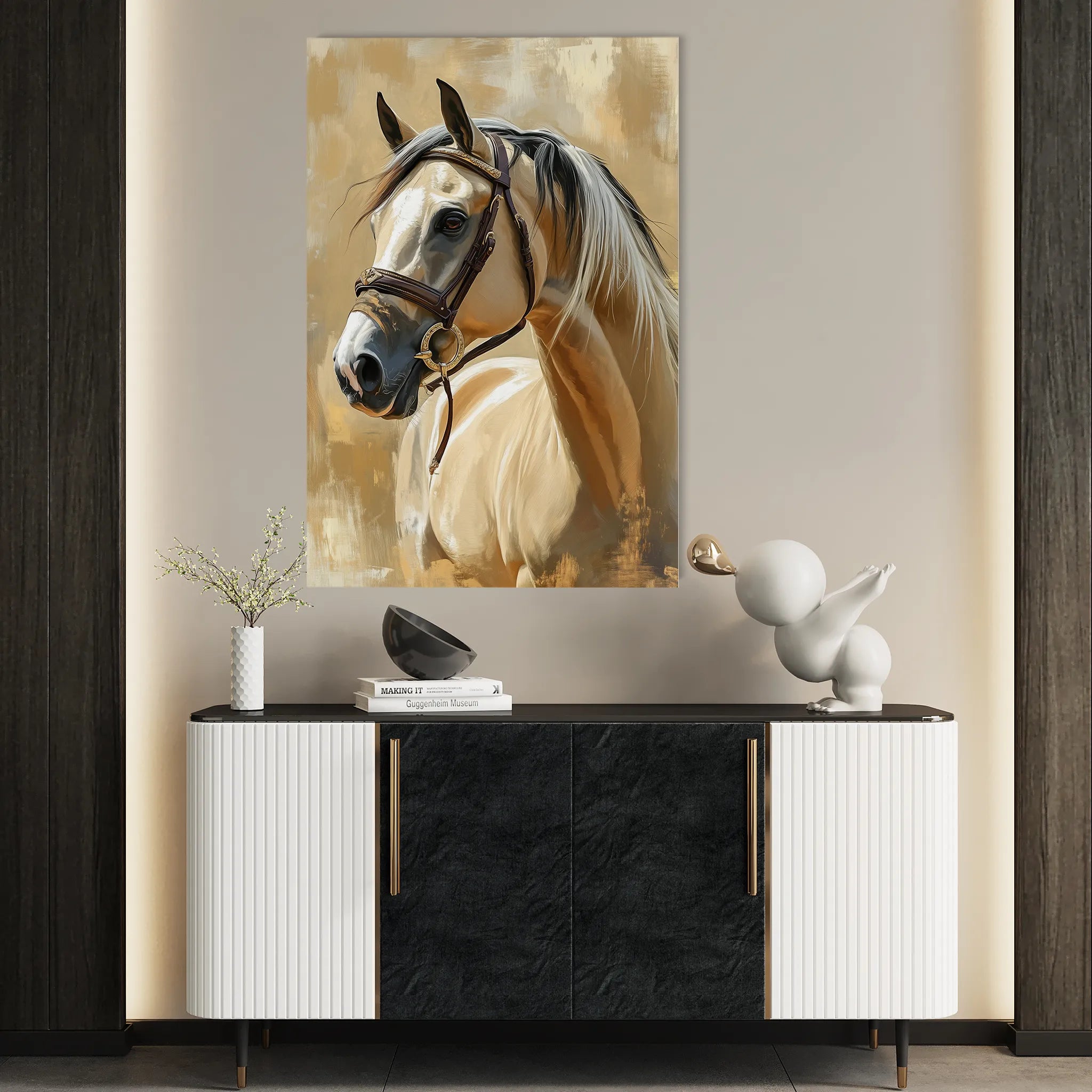 Horses 132 Canvas Art 60 x 40 cm / Black