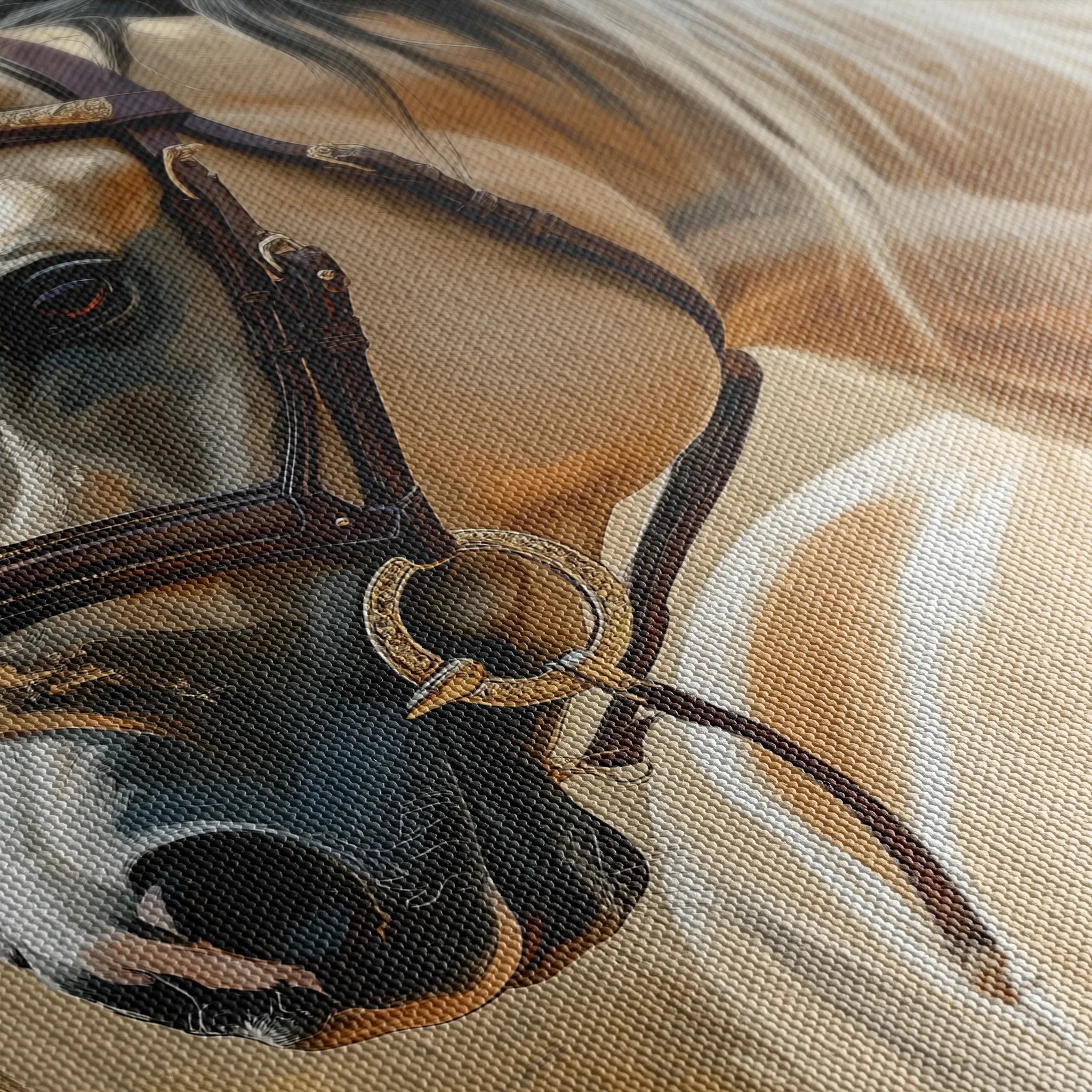 Horses 132 Canvas Art 60 x 40 cm / Black