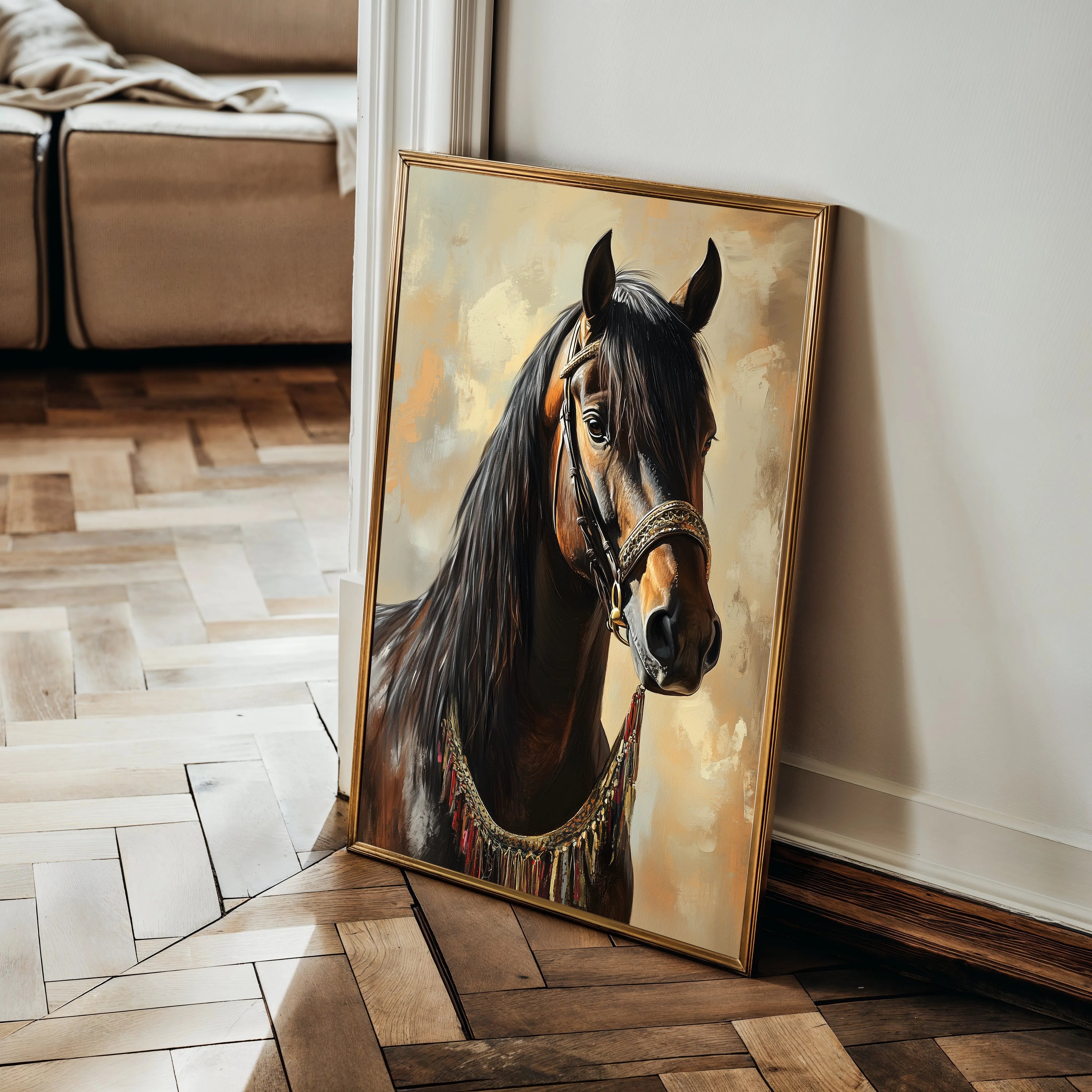 Horses 133 Canvas Art 60 x 40 cm / Black