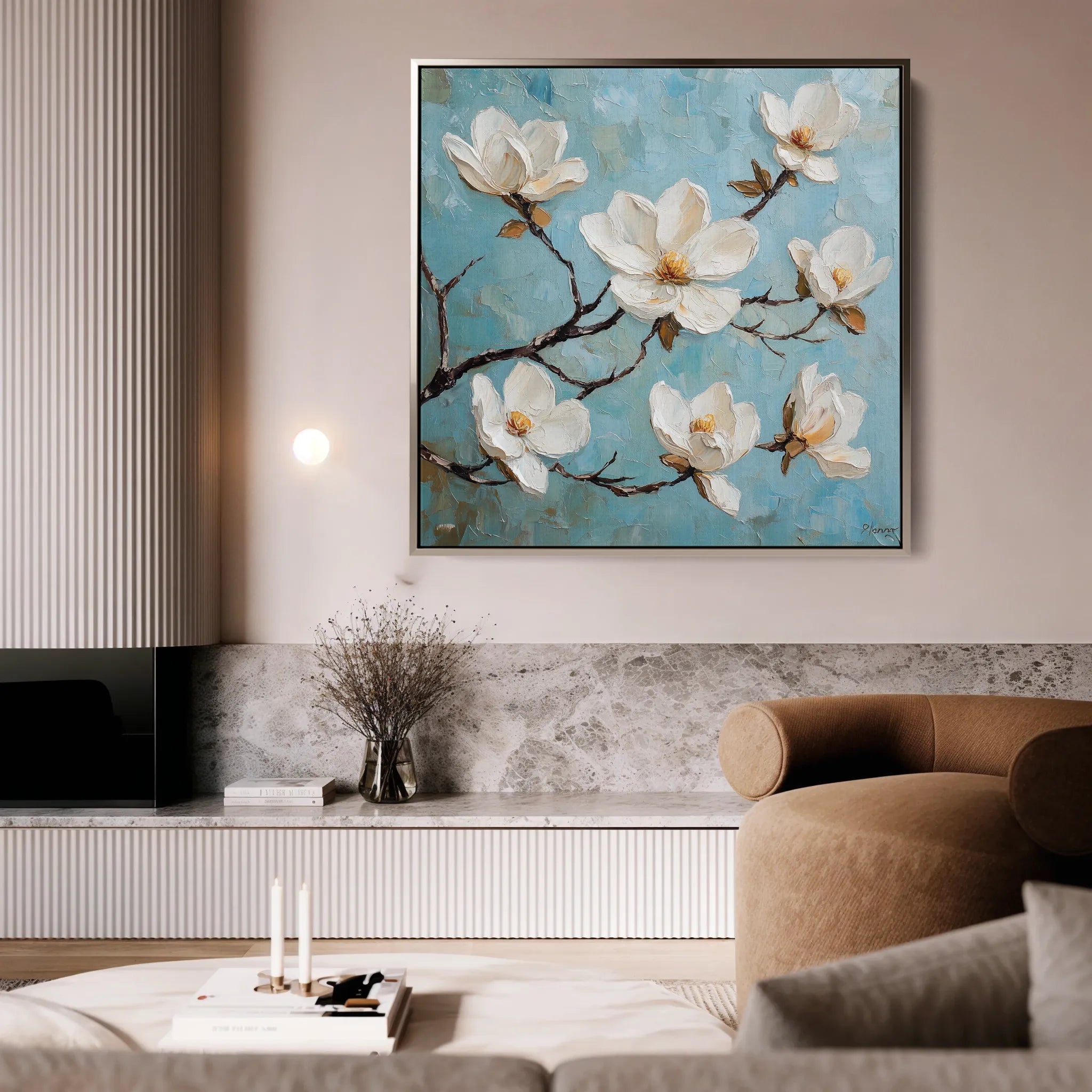 Floral 1332 Canvas Art 60 x 60 cm / Black