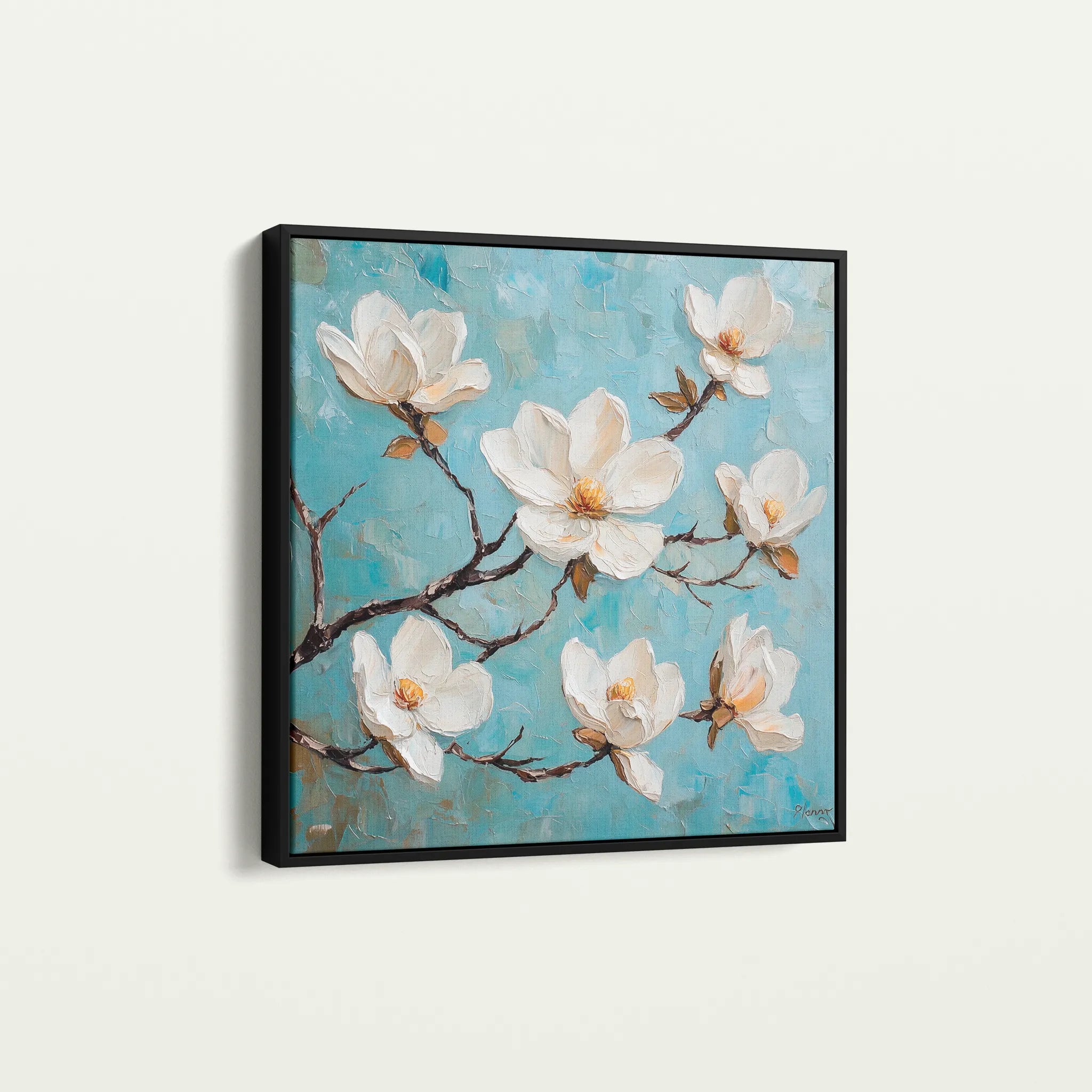 Floral 1332 Canvas Art 60 x 60 cm / Black