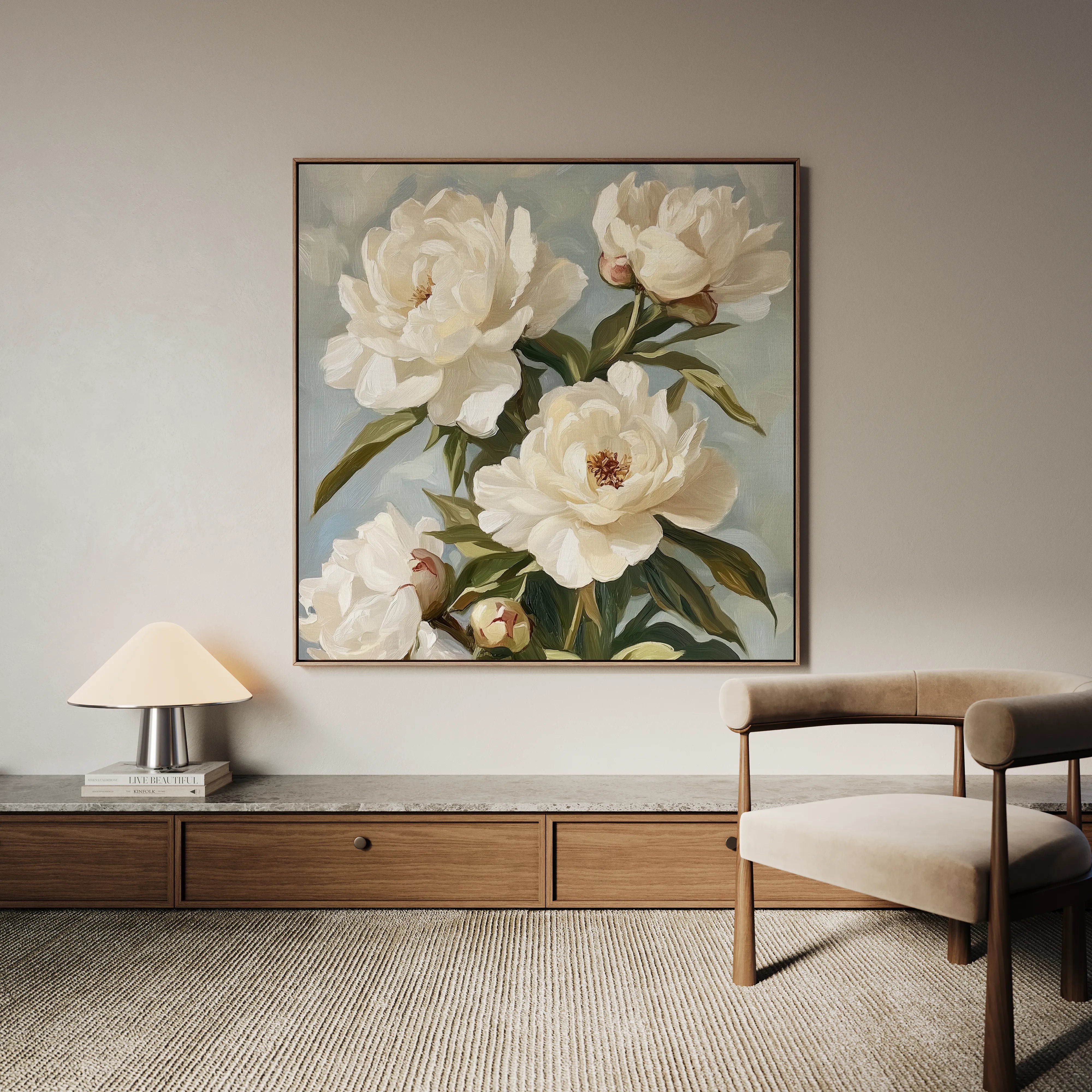 Floral 1333 Canvas Art 60 x 60 cm / Black