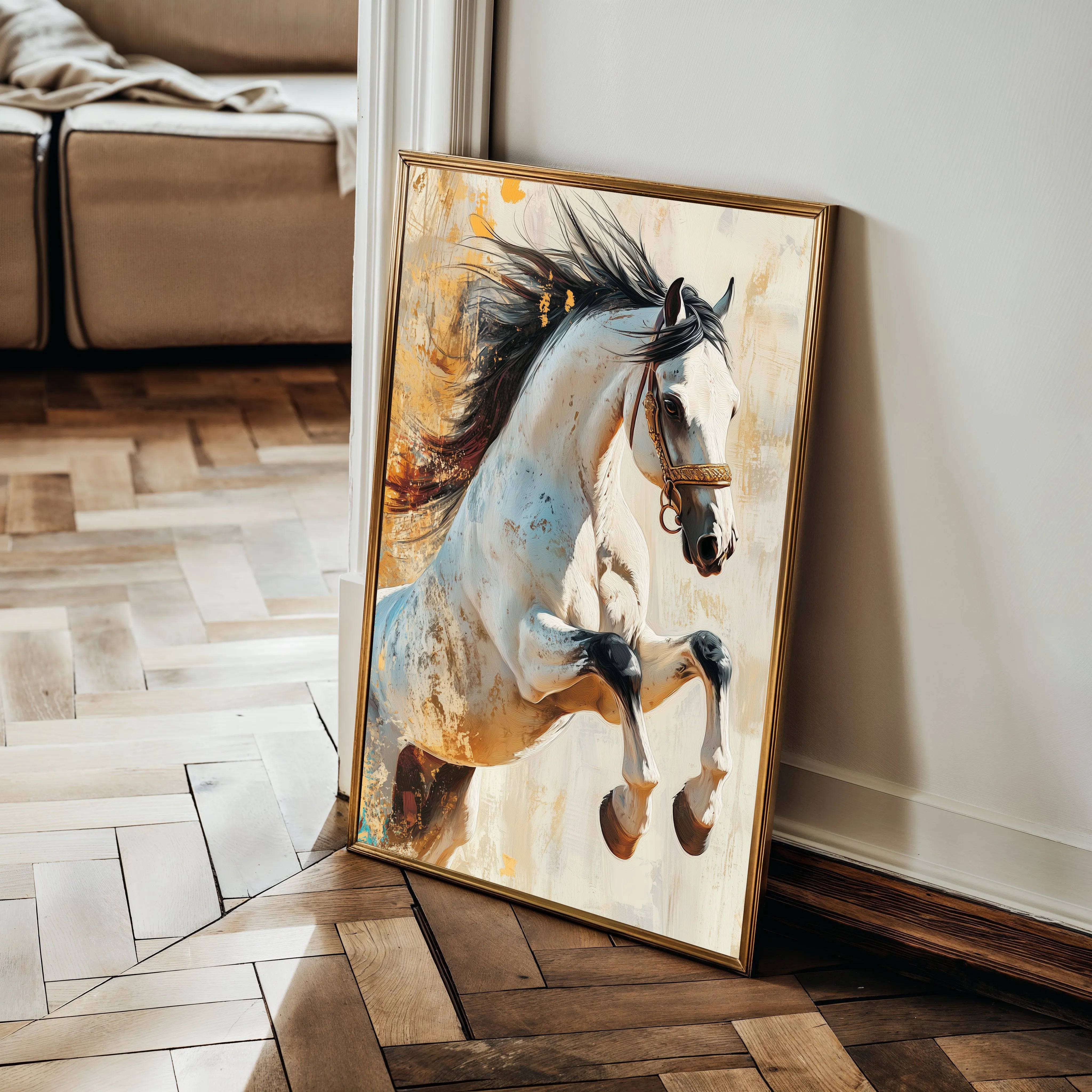 Horses 134 Canvas Art 60 x 40 cm / Black