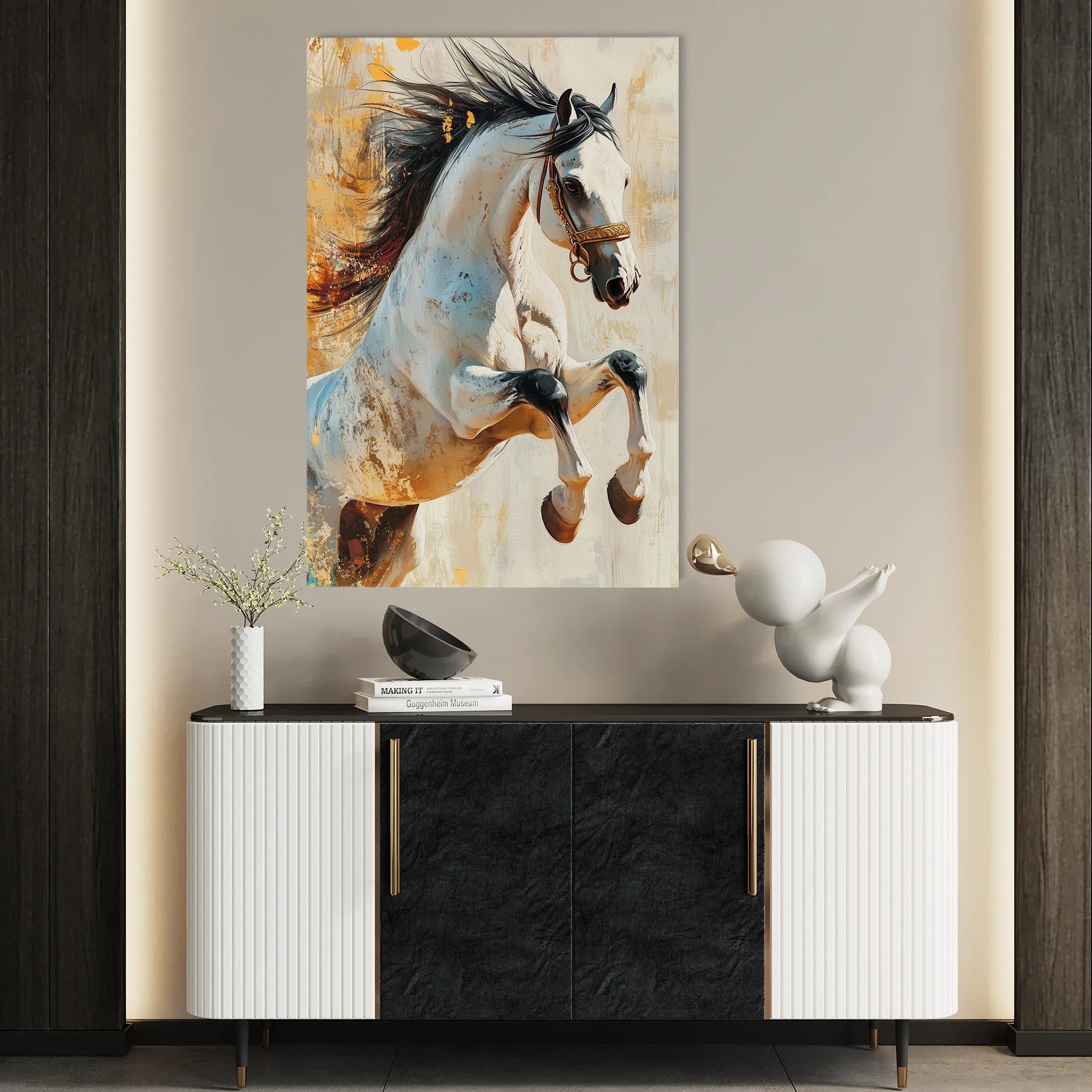 Horses 134 Canvas Art 60 x 40 cm / Black