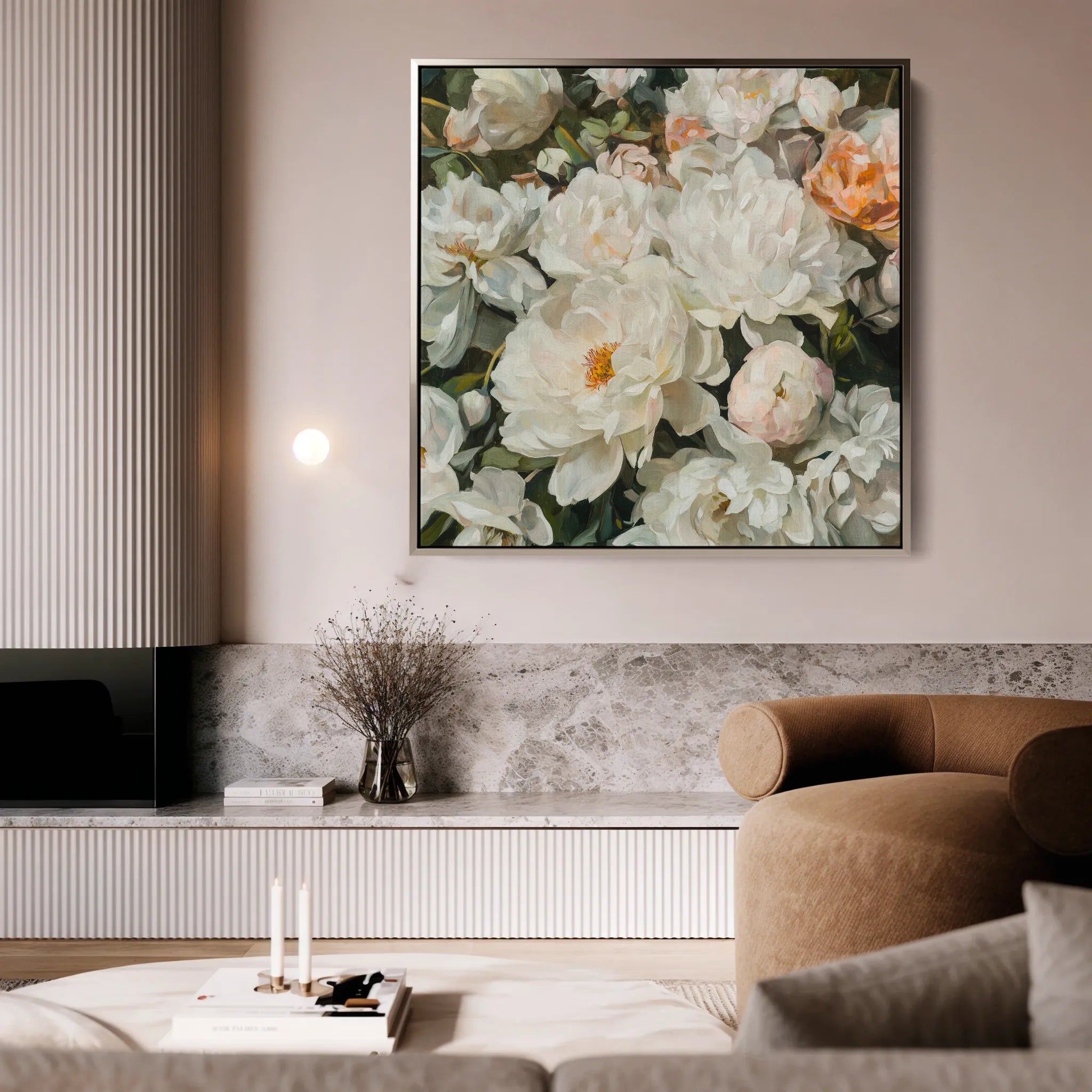 Floral 1344 Canvas Art 60 x 60 cm / Black