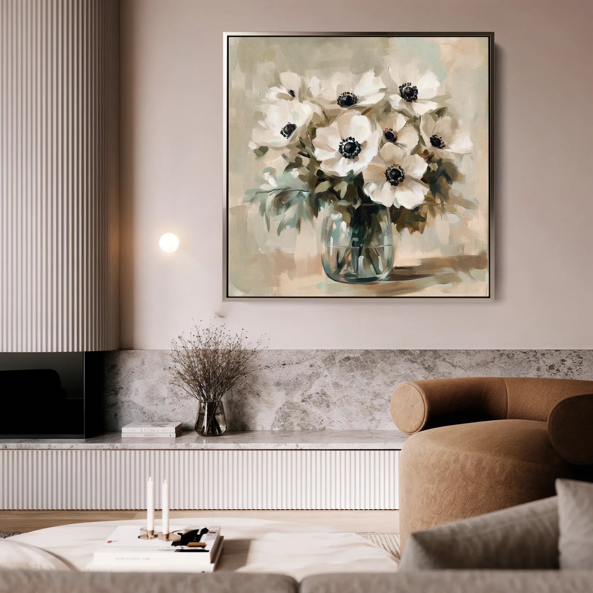 Floral 1345 Canvas Art 60 x 60 cm / Black
