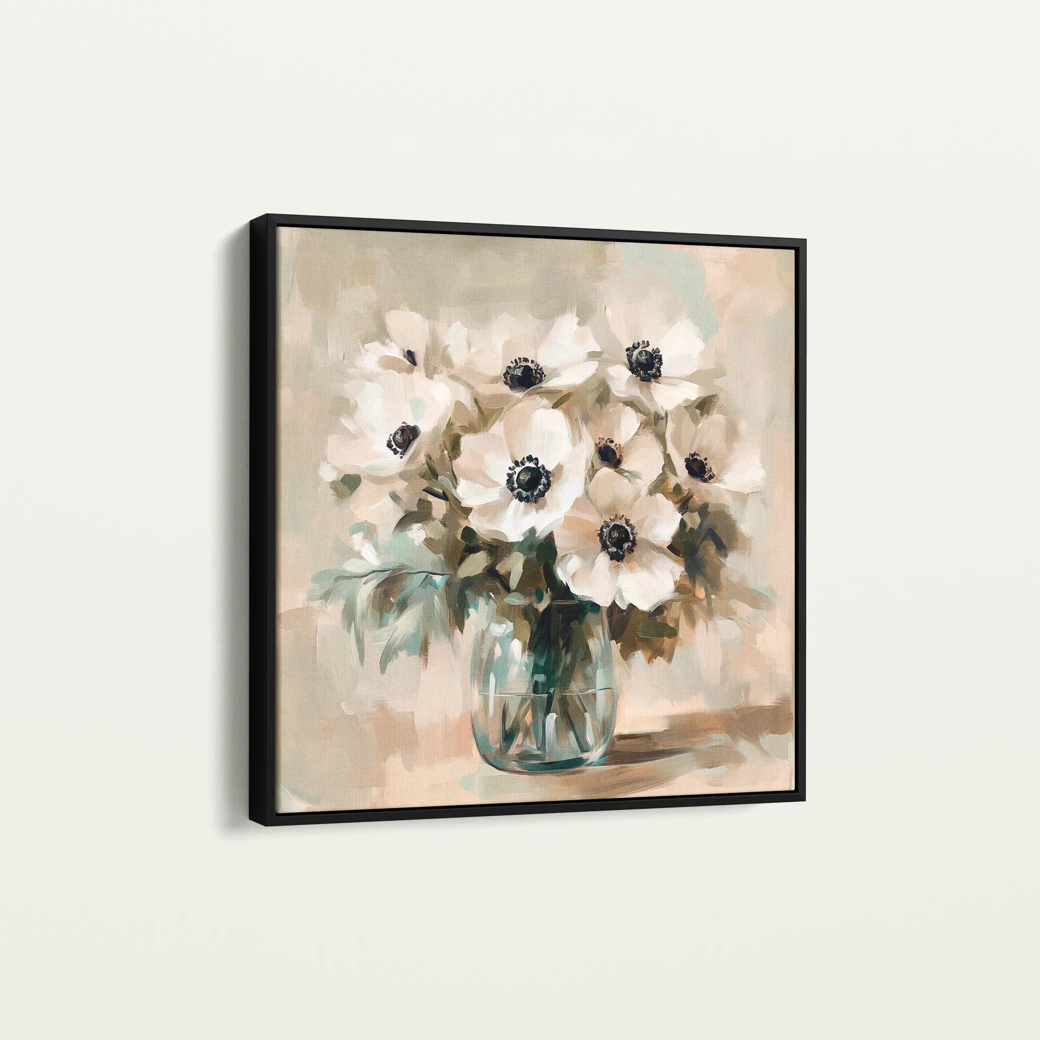 Floral 1345 Canvas Art 60 x 60 cm / Black