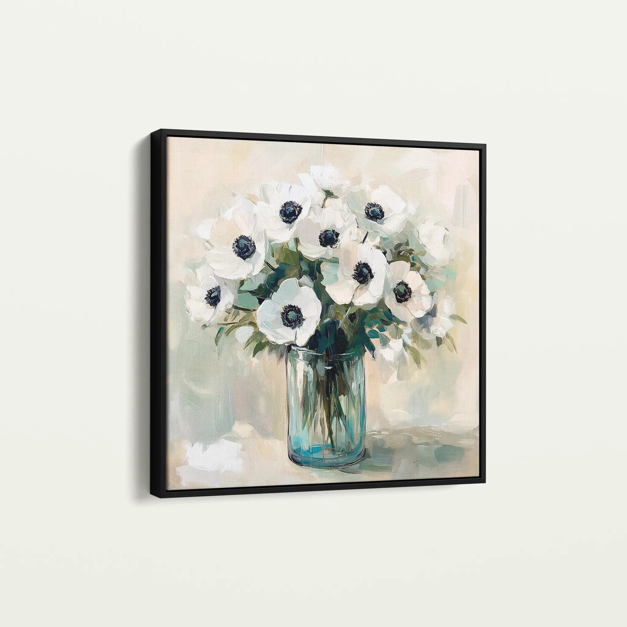 Floral 1346 Canvas Art 60 x 60 cm / Black