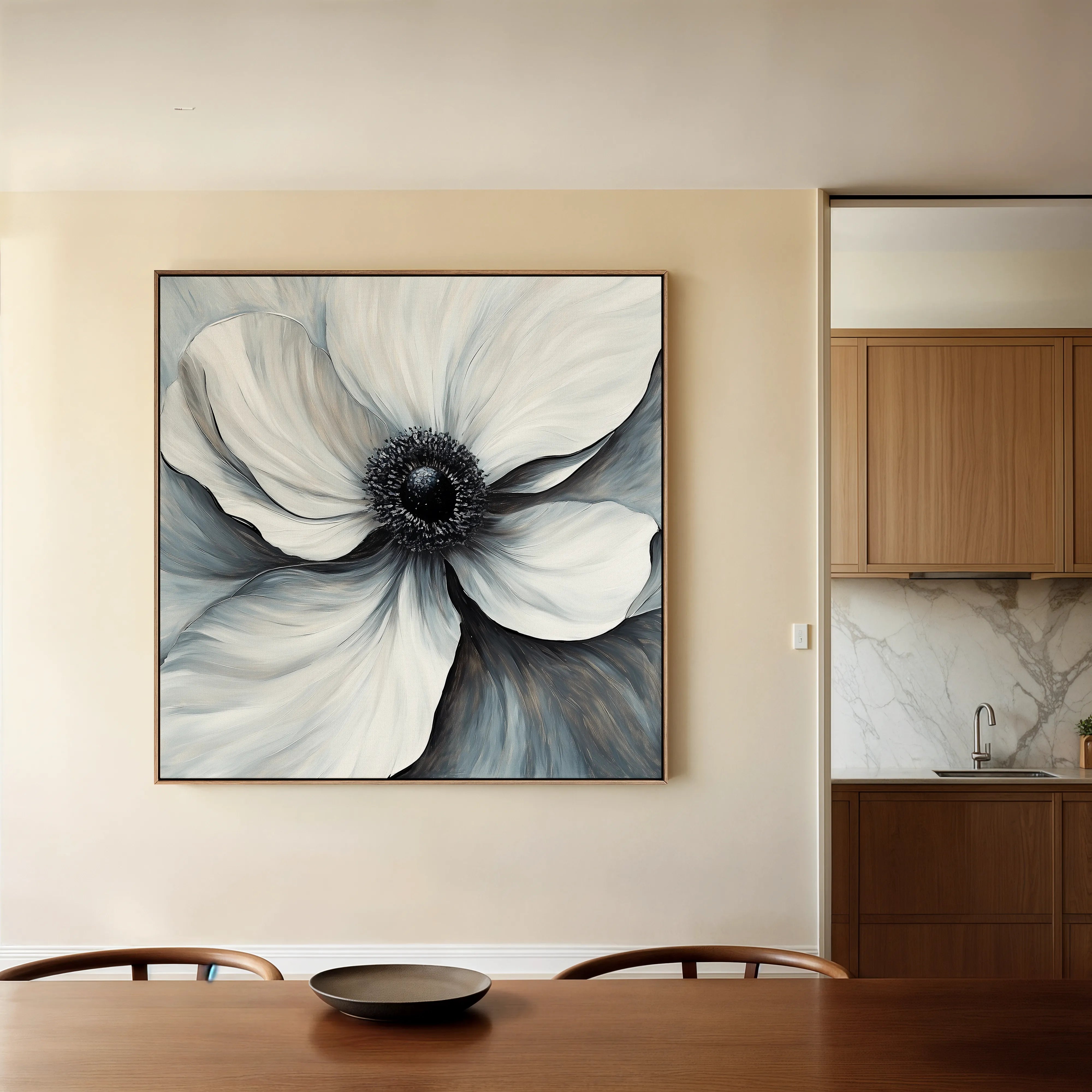 Floral 1347 Canvas Art 60 x 60 cm / Black