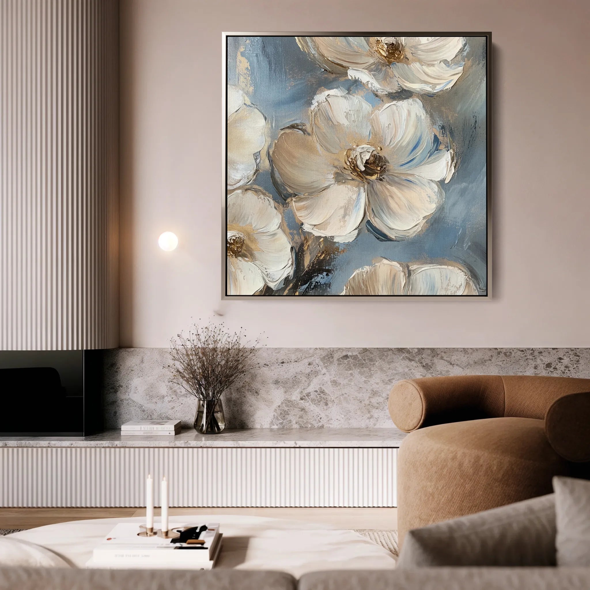 Floral 1348 Canvas Art 60 x 60 cm / Black