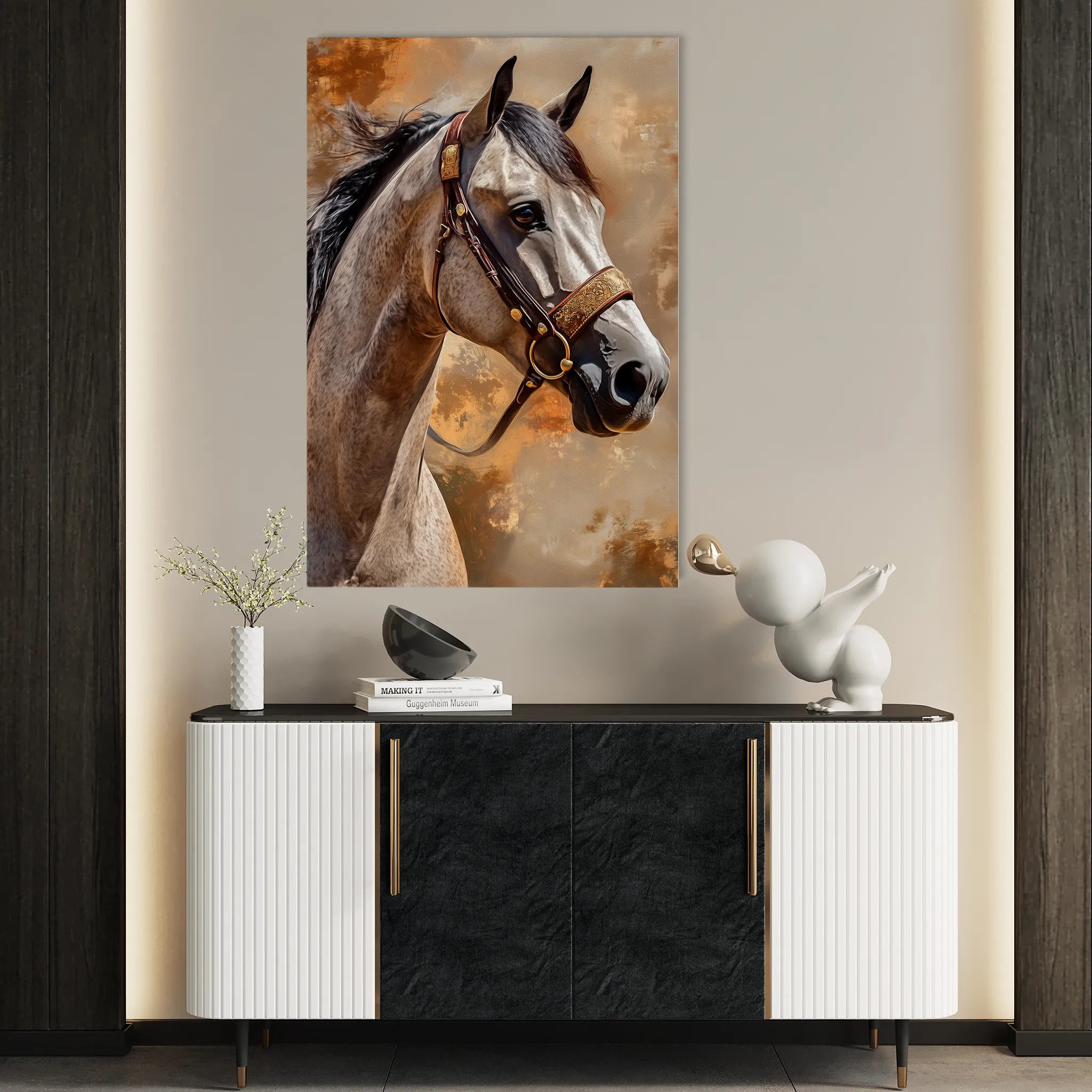 Horses 135 Canvas Art 60 x 40 cm / Black