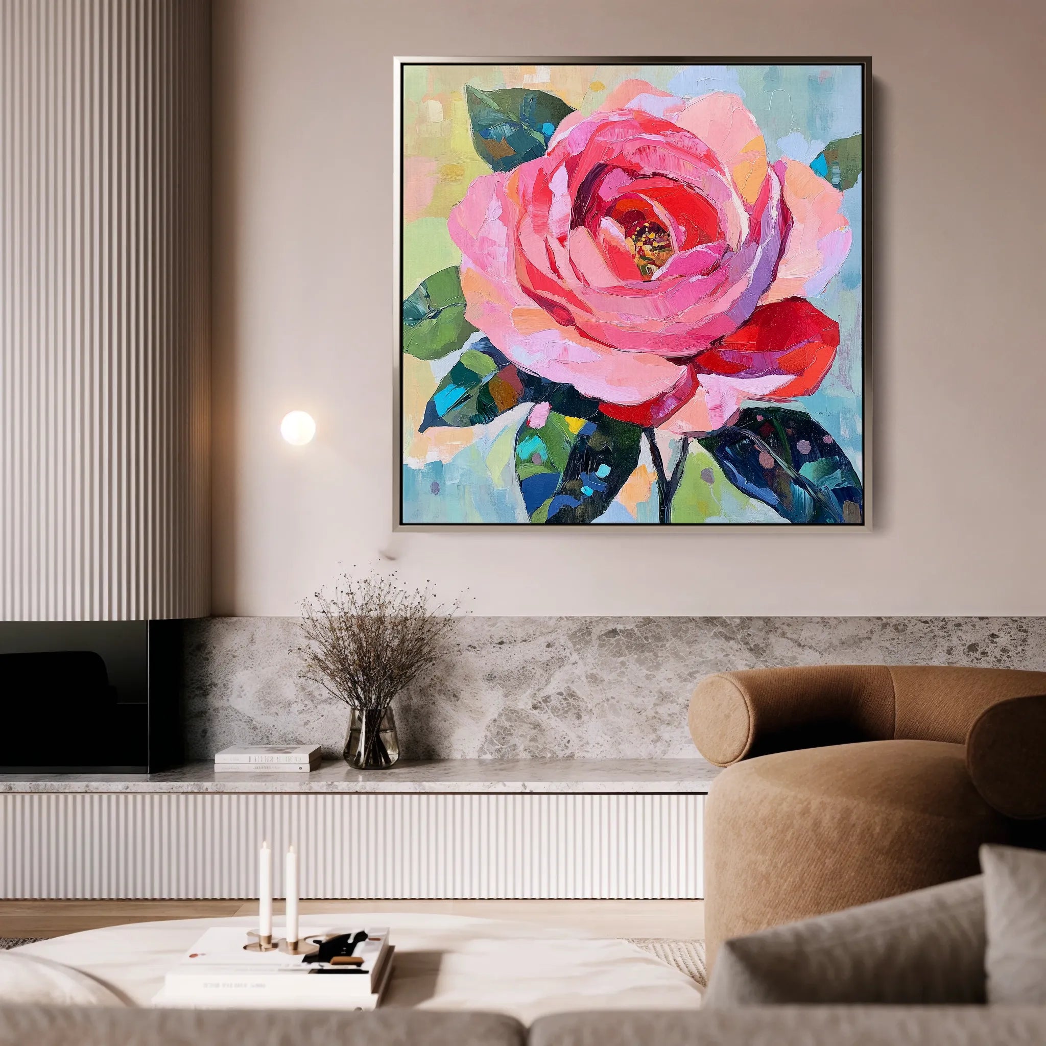Floral 1352 Canvas Art 60 x 60 cm / Black