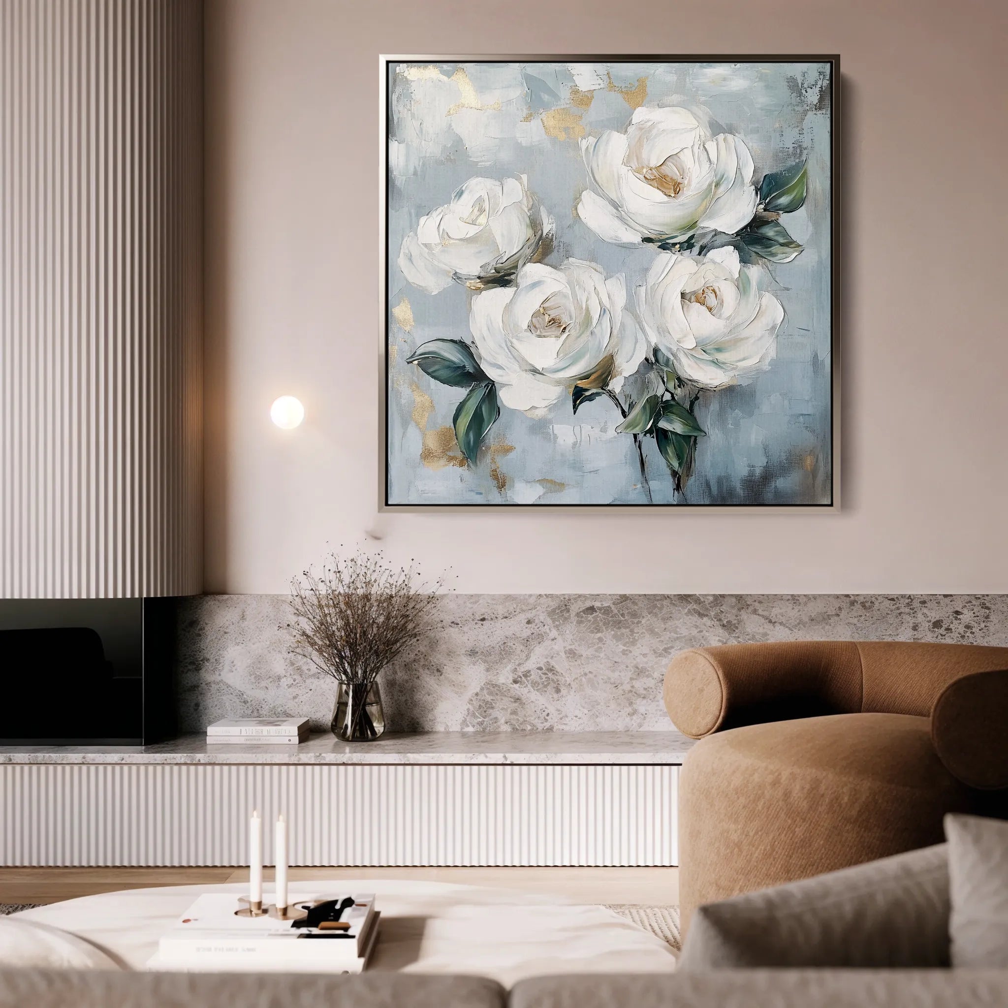 Floral 1357 Canvas Art 60 x 60 cm / Black