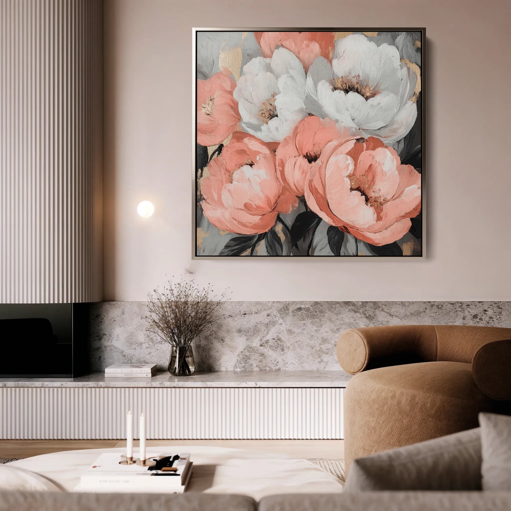 Floral 1359 Canvas Art 60 x 60 cm / Black