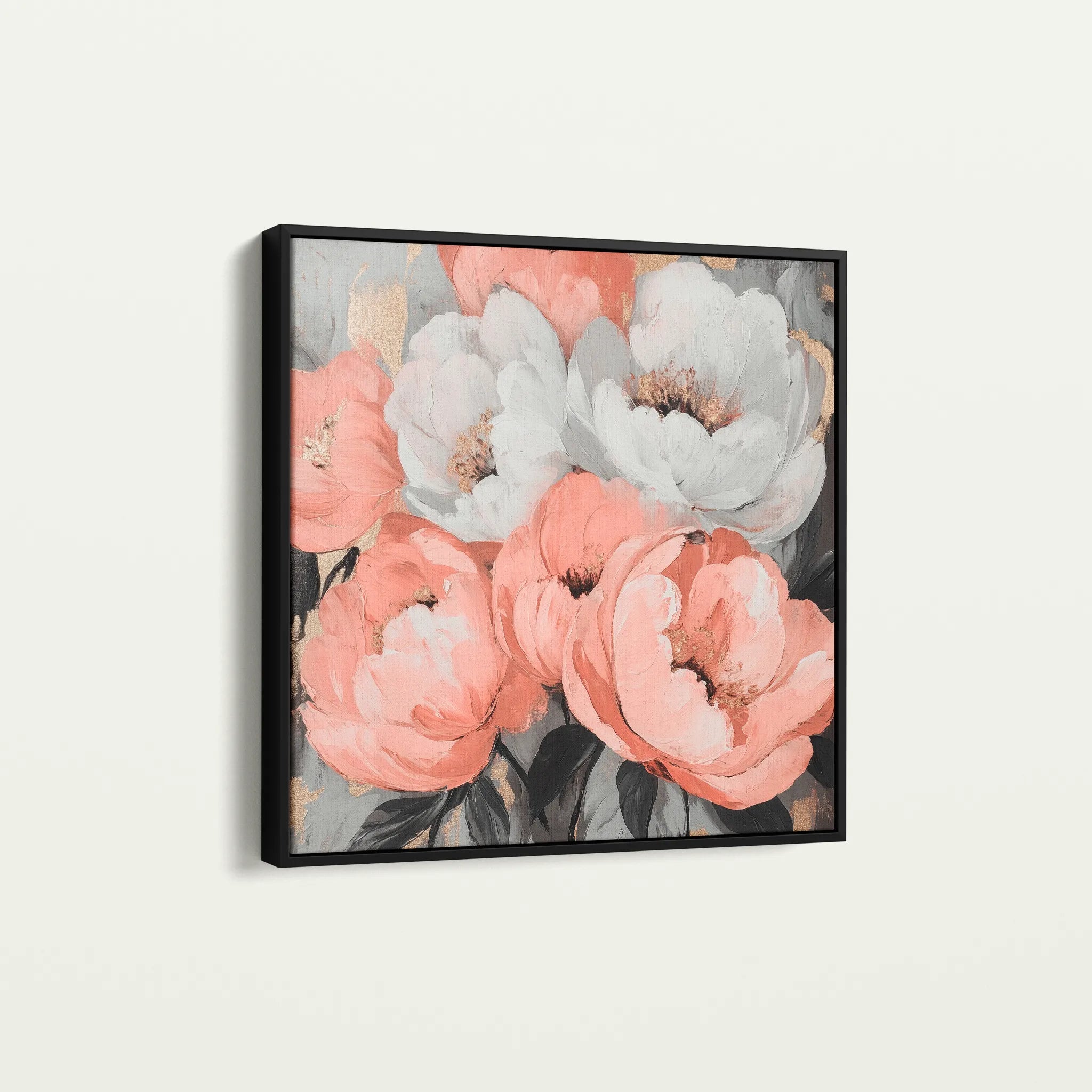 Floral 1359 Canvas Art 60 x 60 cm / Black